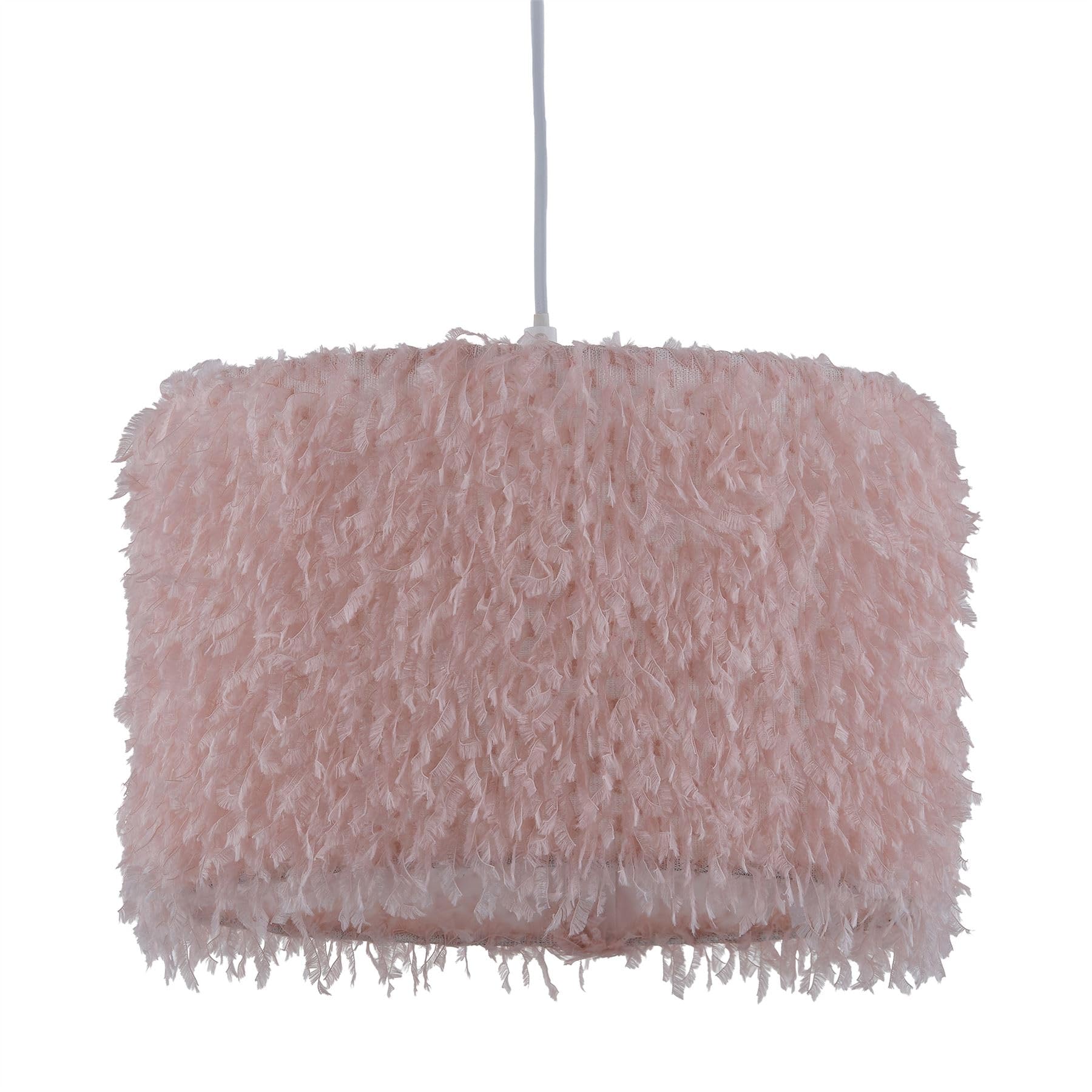 Firstchoicelighting Pink Modern Shaggy Easy Fit Pendant Shade, Fluffy Ceiling Lightshade Or Table Lampshade, Diameter 30Cm
