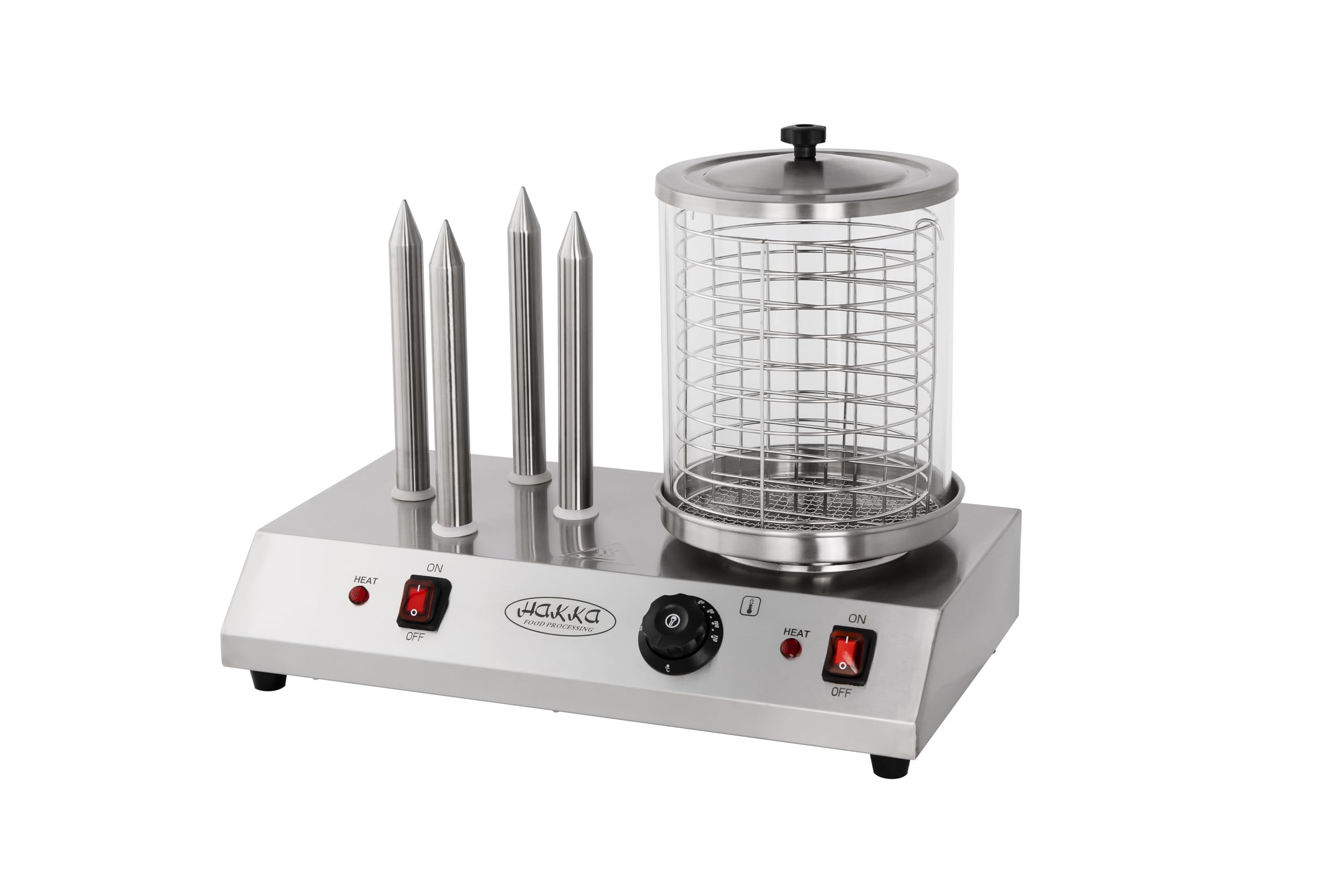 Hakka Machine à Hot-Dogs Professionnelle avec 4 Fentes Pour Toast, Cuiseur Vapeur électrique Pour Hot-Dogs et Chauffe-Pains, Pour Saucisses et Gressins, 220V/960W
