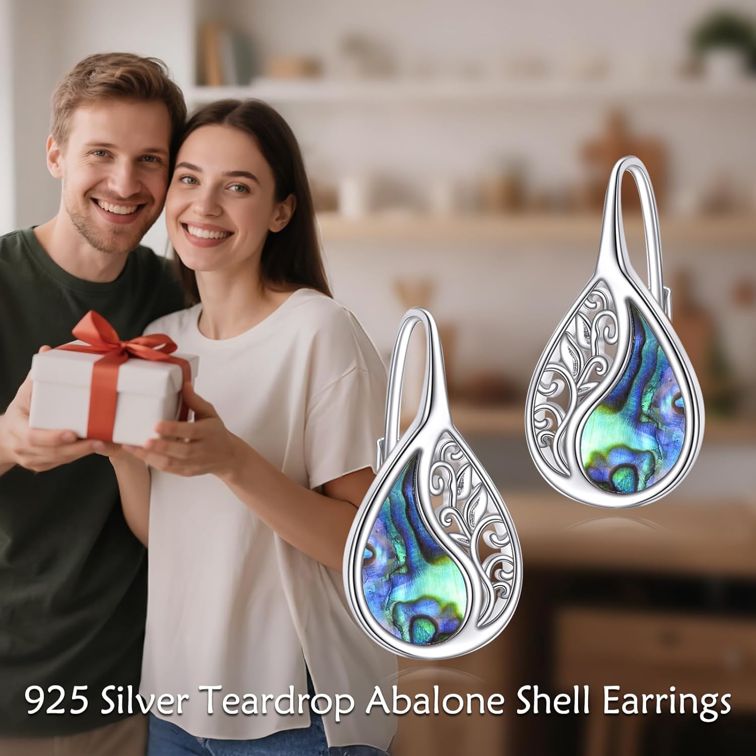 YFN Filigree Moonstone Dragonfly Earrings Sterling Silver Teardrop Bohemian Irish Celtic Knot Drop Dangle Earrings Abalone Shell Jewelry Gifts for Women - Image 4