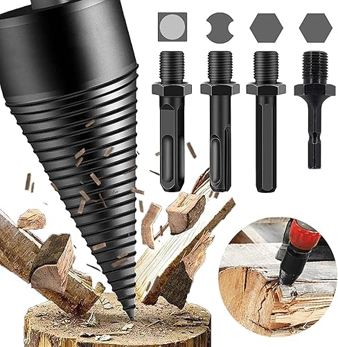 Miniatura 7 de Divisor de troncos de leña de 1.772 in + 1.260 in + 4 asas (cuadrado + redondo + vástago hexagonal + hexagonal pequeño) divisor de troncos de