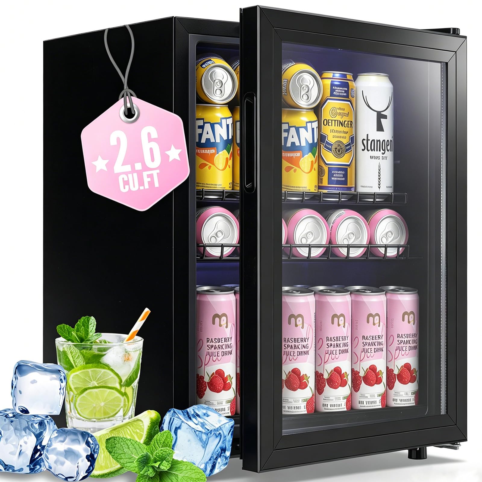WANAI NB-NEWCOOLER-98 2.6 cu ft Beverage Cooler Black