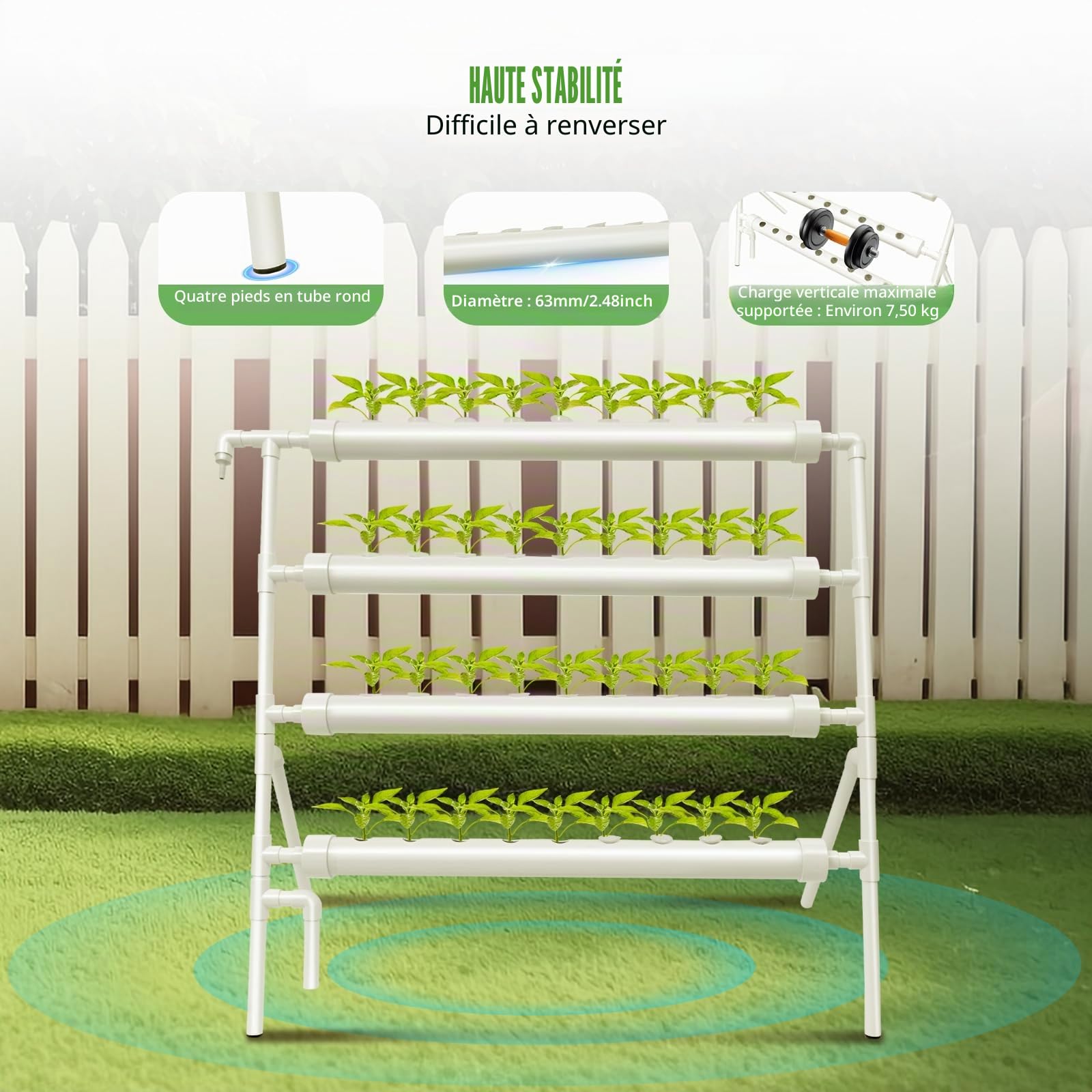 SystèMe Hydroponique, Kit De Culture Hydroponique, SystèMe De De Jardin Avec 36 Trous De Plantation, SystèMes De Culture De Plantes Sans Terre, Pour Jardin Bureau Et Balcon (1 couches 36 trou)