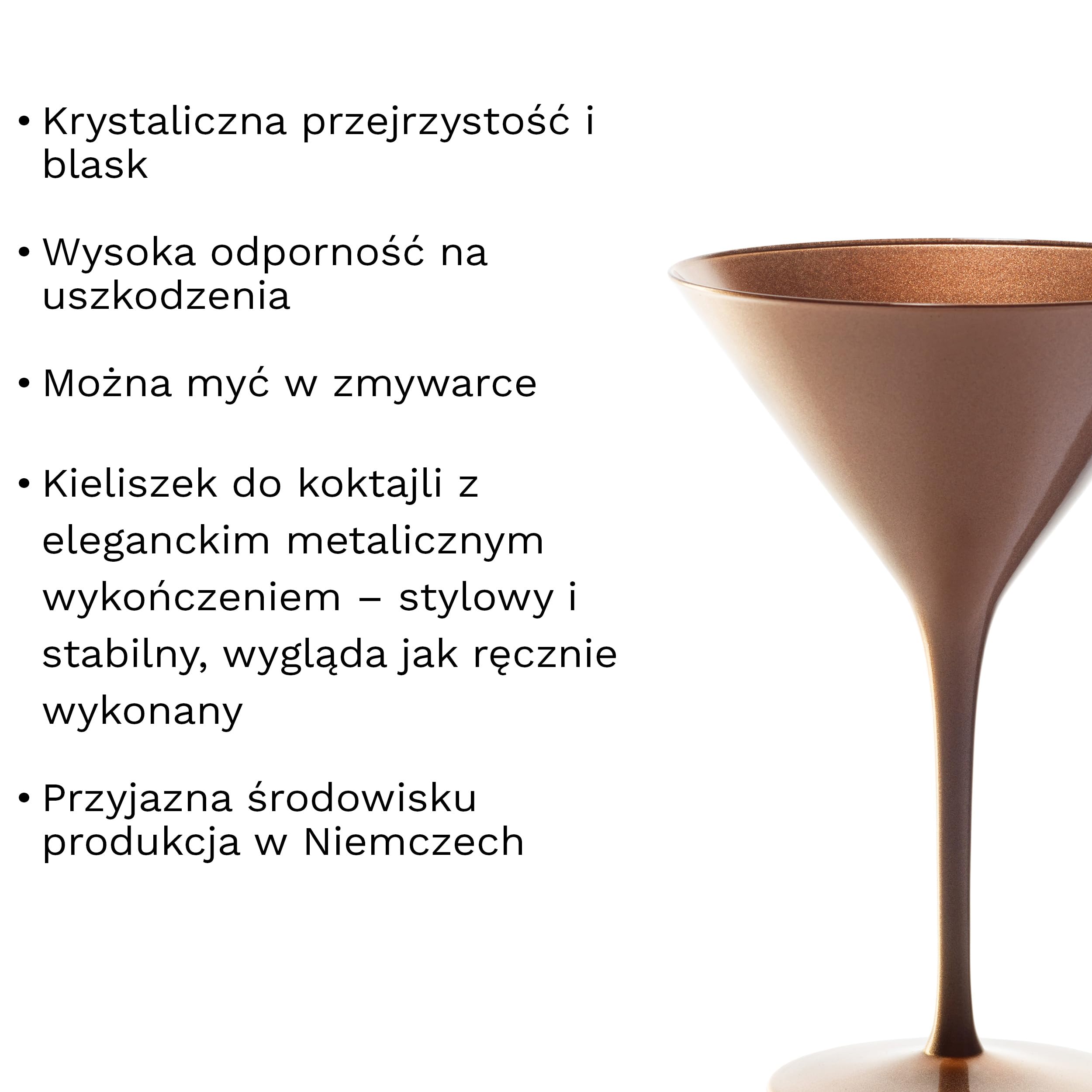Stölzle Lausitz Kieliszki do Koktajli Elements Brązowe Set 6 Sztuk 240 ml – Eleganckie Kieliszki Idealne do Martini & Manhattan – Brązowe Kieliszki Martini z Kryształu – Można Myć w Zmywarce