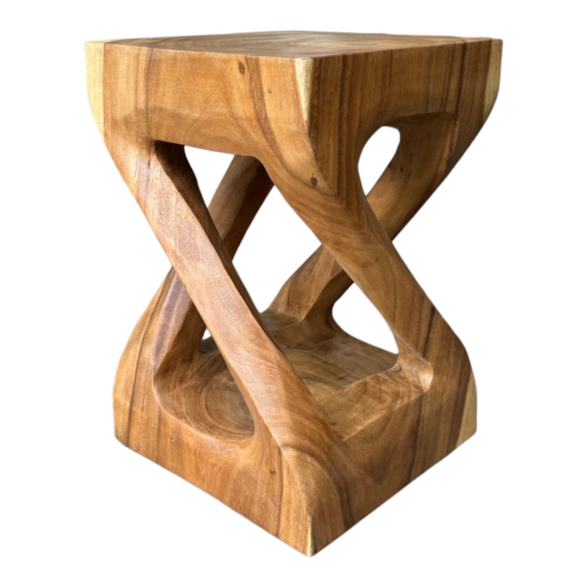 Drewniany stolik pomocniczy, drewniany stołek, stolik kawowy, ręcznie wykonany, kanciasty z litego drewna Suar, 50 x 28 x 28 cm