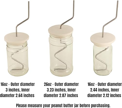 Miniatura 4 de Lervont Kit de agitador de mantequilla de maní natural  Se adapta a frascos de 16 a 26 onzas  Incluye barra de acero inoxidable y tapa de silicona