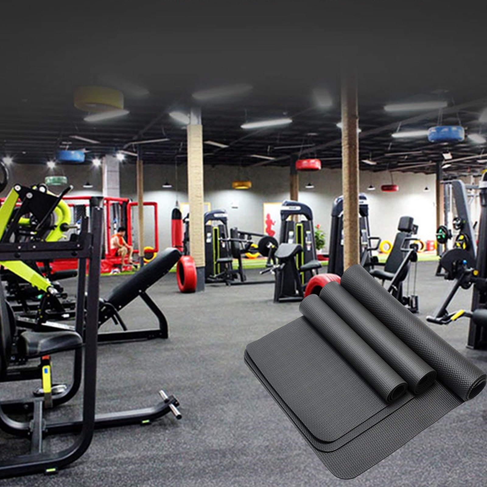 HJXGQJM Tappetini Attrezzi Fitness,Tappetino per Tapis Roulant, Ciclette, Rowers, Tappetino Antivibrazione, Tappetino di Protezione del Pavimento(220x60cm)