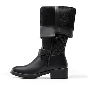 ダウンジャケット・コート Chain Leather Heeled Boots Michael Kors Fulton Harness Black Mocha Brown Fashion Knee