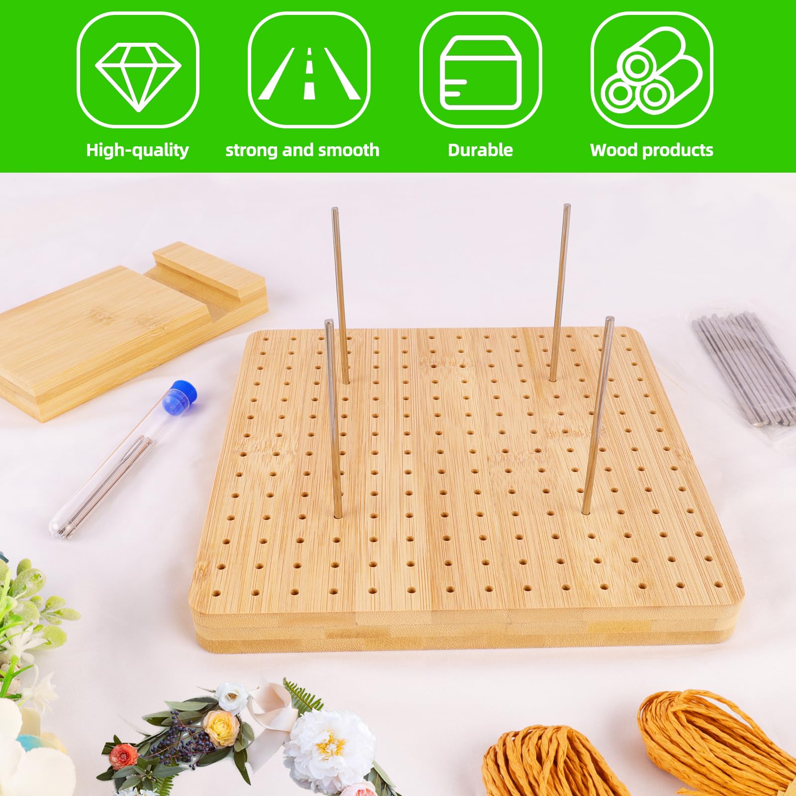 Planche De Blocage En Bois Pour Crochet - 19,5 X 19,5 Cm, 20 Broches, Idéale Pour Granny Squares - 3