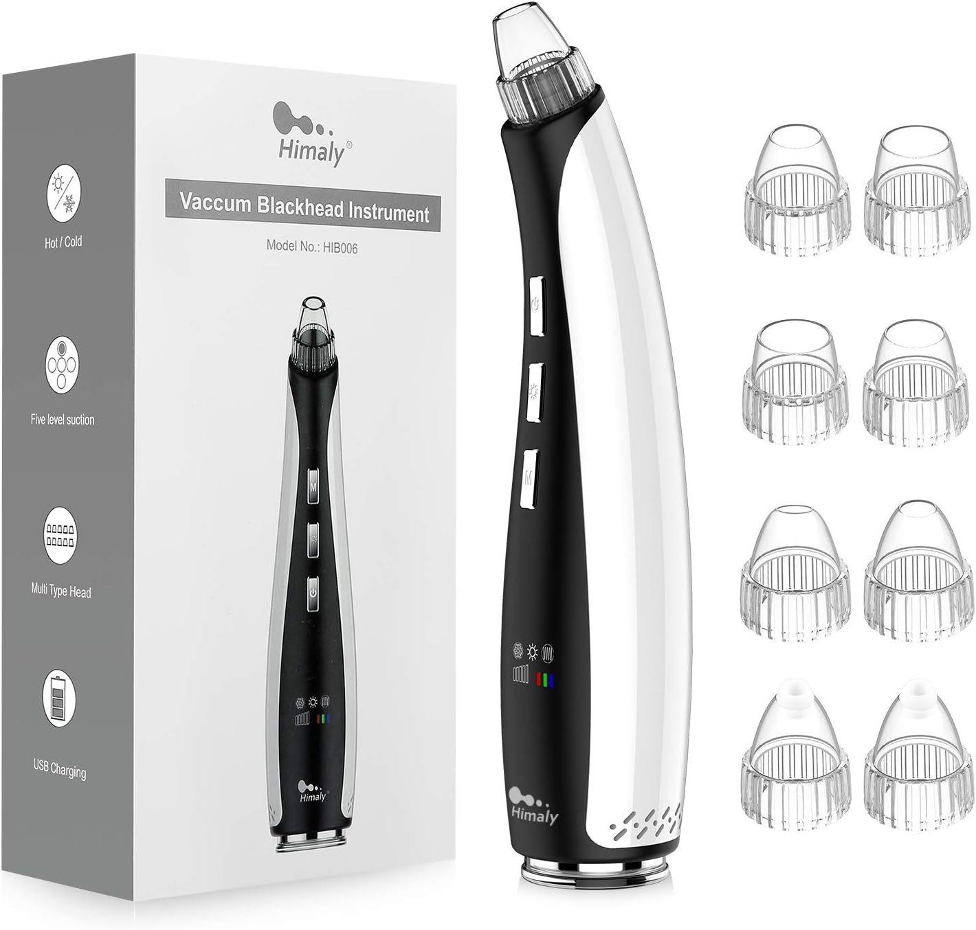 Himaly Blackhead Remover Vacuum Pore Cleaner Electric Blackhead Whitehead Comedone Acne Suction Extractor Removal Tool with 8 Multi-functional Heads for Women and Men Facial Skin Treatment