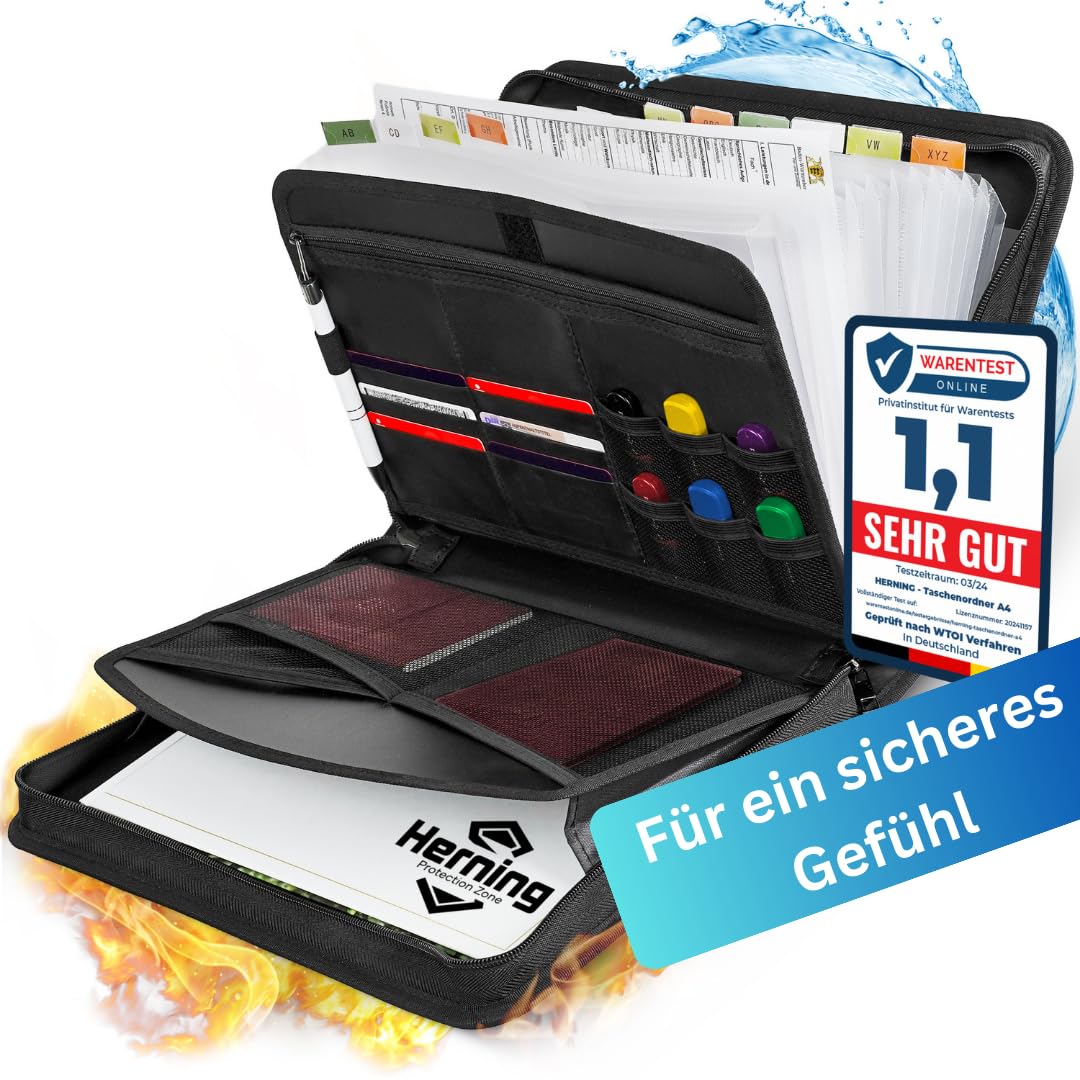 1 custodia portadocumenti A4 di alta qualità, impermeabile e ignifuga, conservare oggetti di valore e documenti in modo discreto e sicuro, 36 x 26 x 4 cm, inclusa confezione regalo