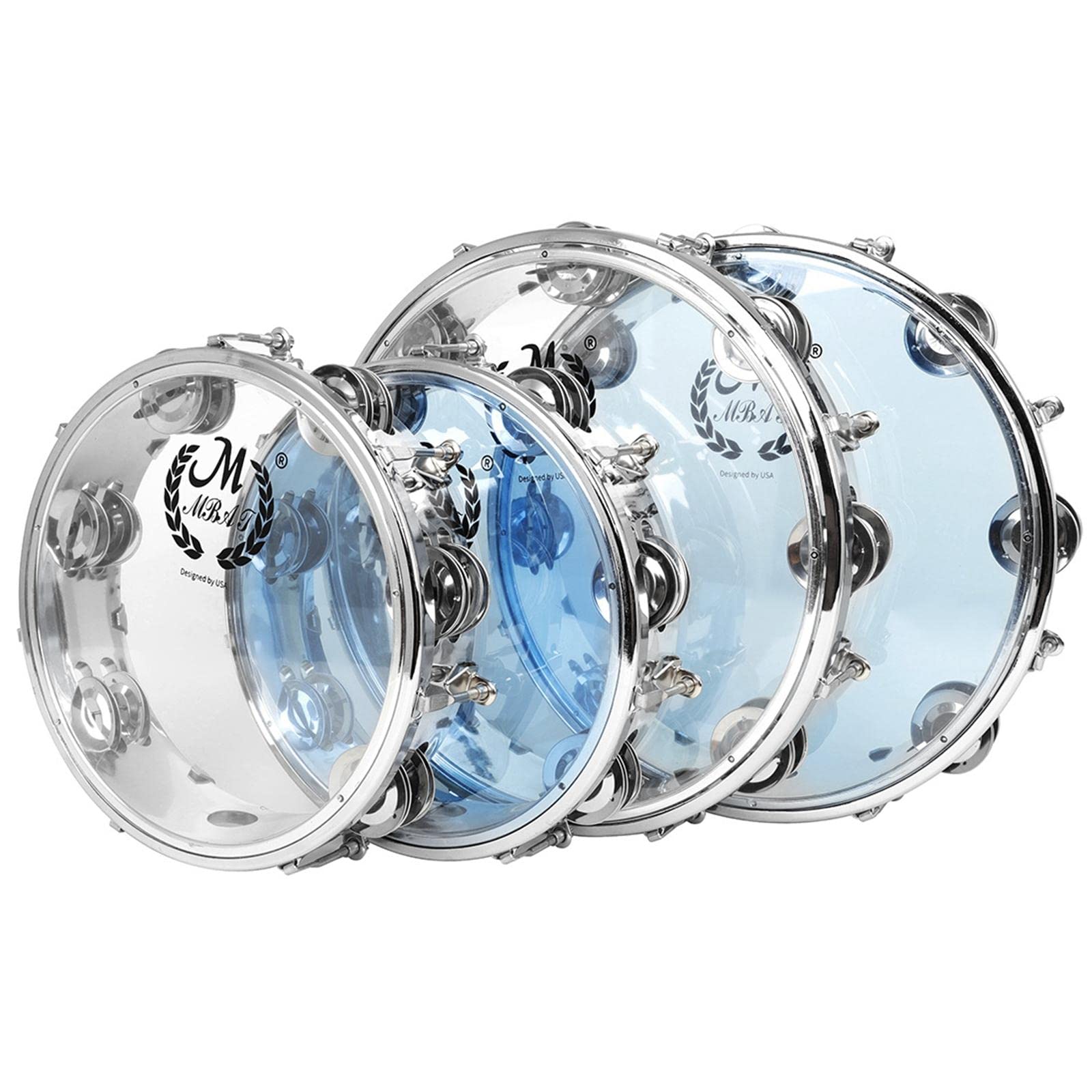 Pandereta de Percusión con Doble Campanillas Tambor de Mano Transparente Instrumento Musical Autoajustable de Y Acero Inoxidable Adecuada Pa, 10 Pulgadas Claro