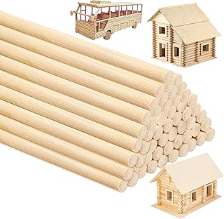 Lollipop Rods, DOITEM 50 Pack Unfinished Natural Wood Dowel Rods Hardwood Rod for Crafts and DIY (12 x 1/5 Inch)