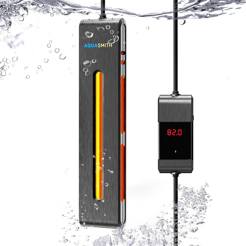 AQUASMITH Aquarium Heater Dual-Shield Smart Safety,200w for 50-60 Gal | Dual-chip temp control, anti-dry & leakage protection, energy-saving heating, corrosion resistant shell