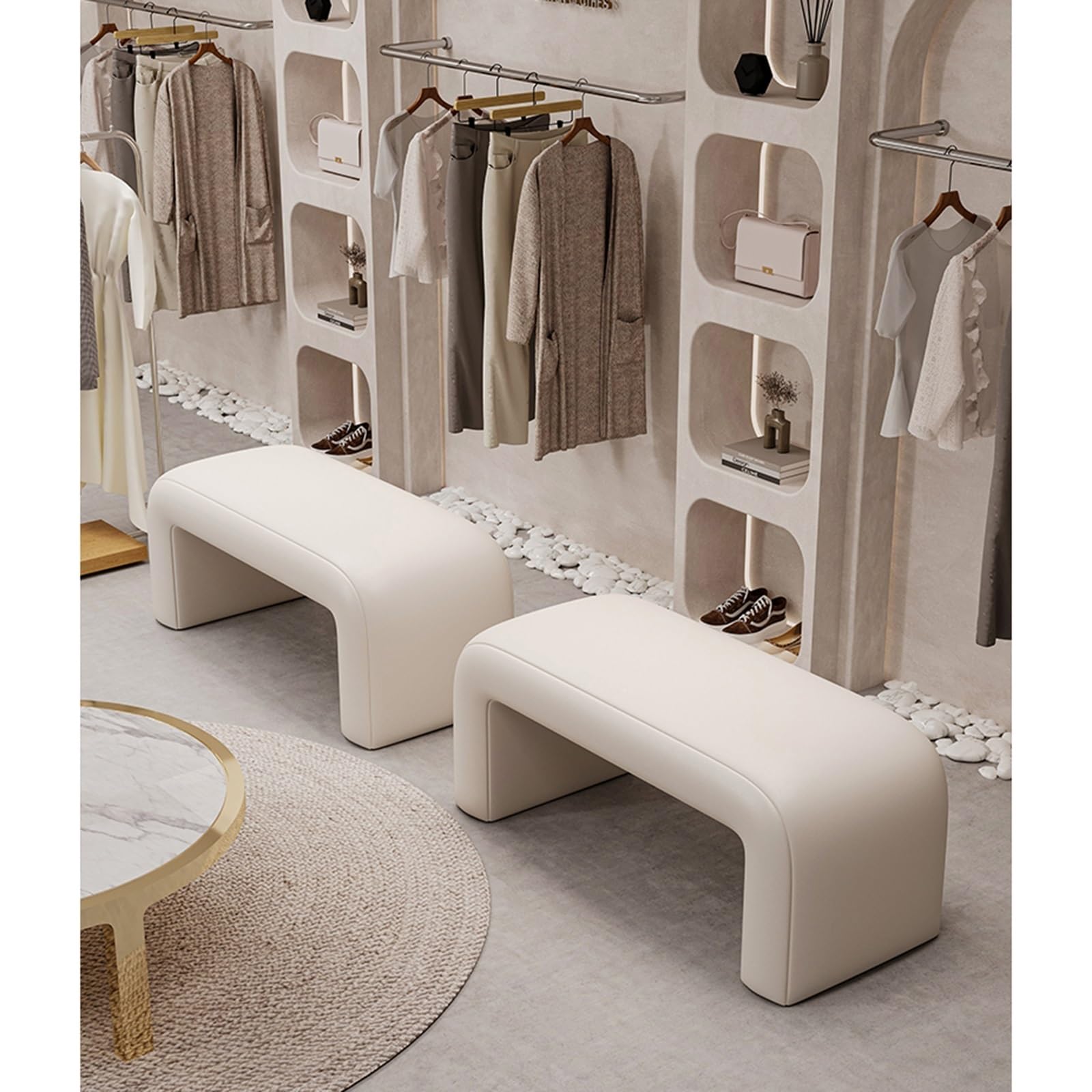 Ottomane Bank, gepolsterte Schlafzimmer-Endbank, Fußstützenhocker aus PU-Leder, Akzentbank, Aufbewahrungsbänke für Eingangsbereich, Esszimmer, Wohnzimmer, Schlafzimmer (schwarz, 80