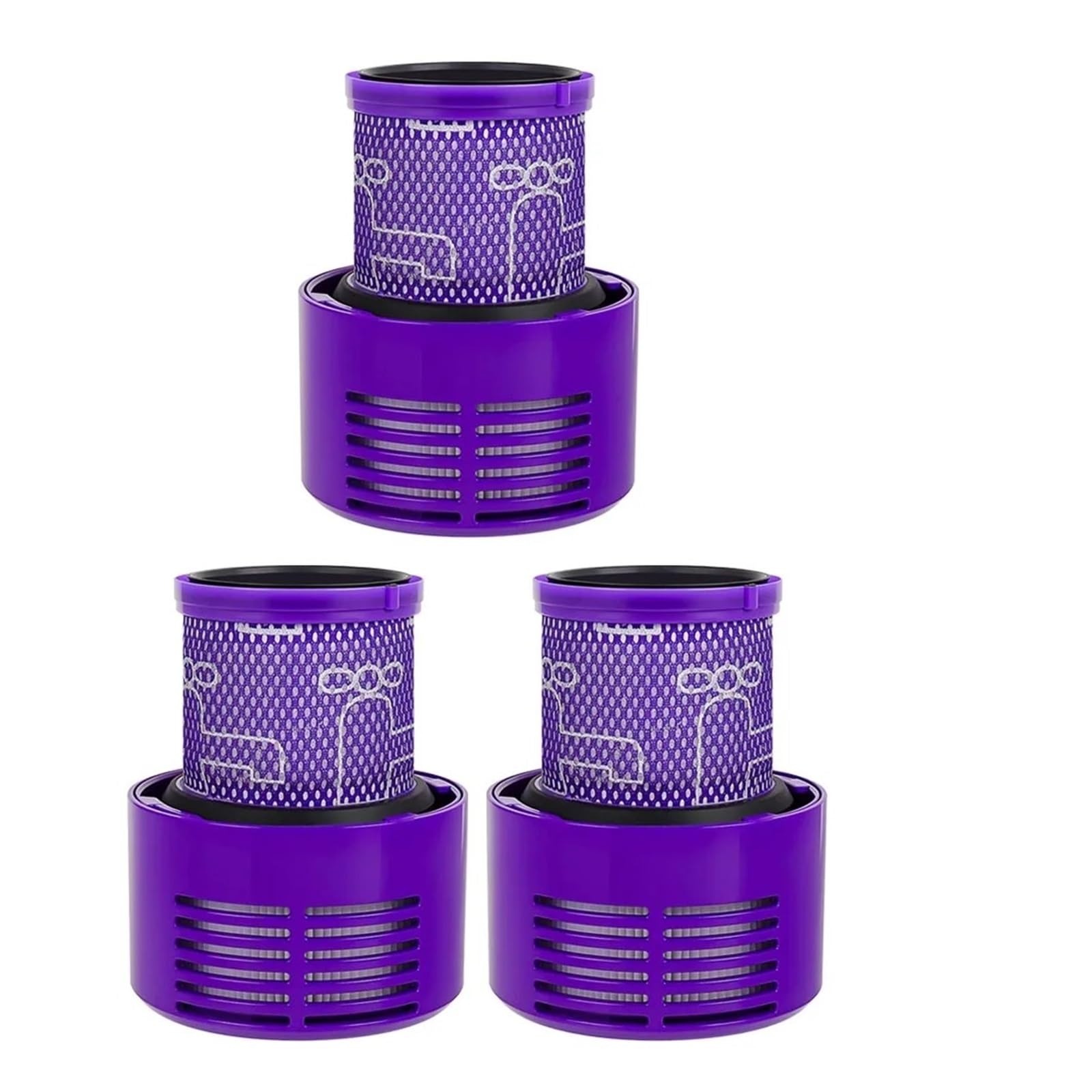 Piezas de filtro HEPA, compatibles con Dyson, V10 SV12, aspiradora inalámbrica, repuesto de filtro posterior lavable, accesorios de limpieza for el hogar(3PCS with brush)