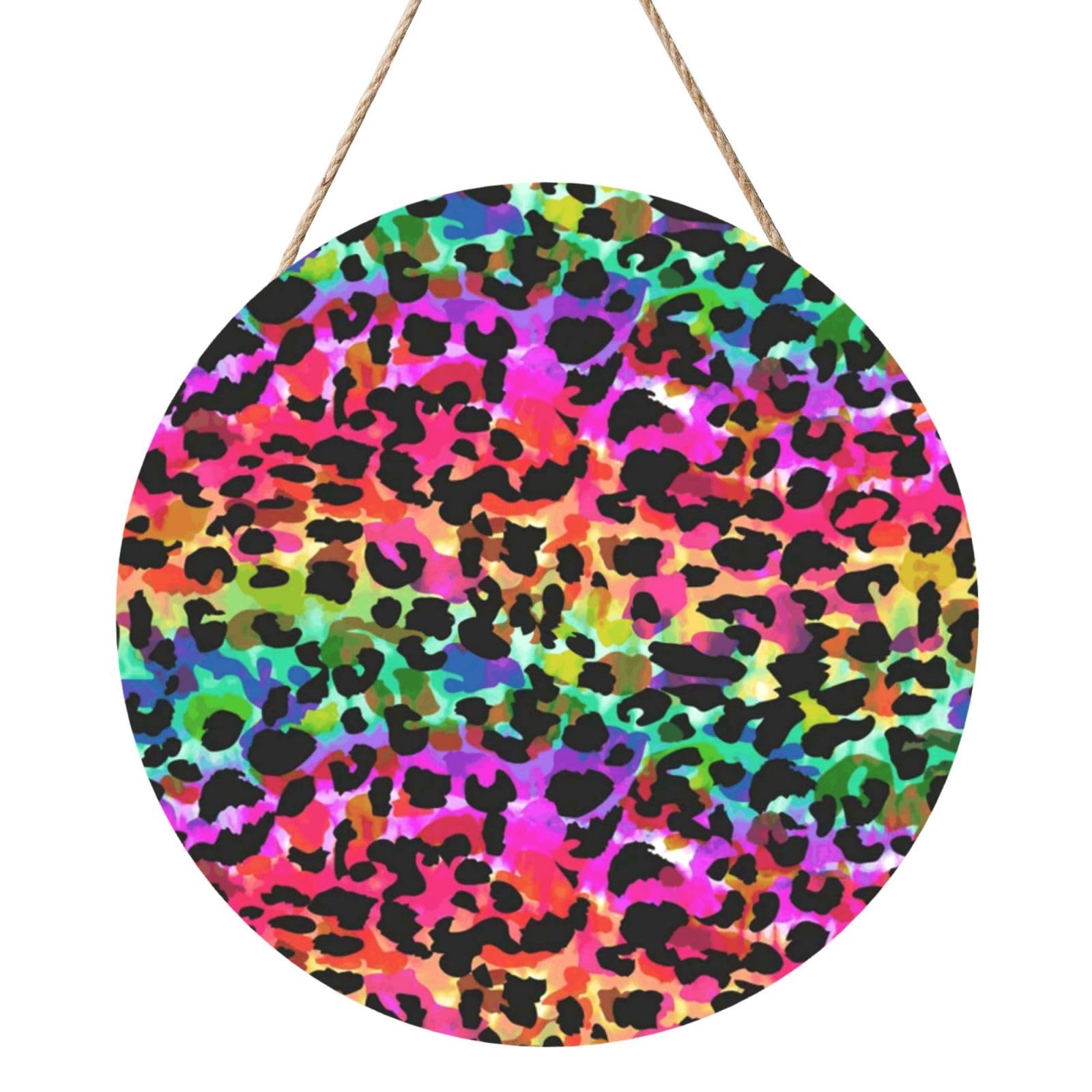 InOmak Bright Animals Watercolor, Round Wood Panel Painting 12 in, Wall Hanging Painting For Home