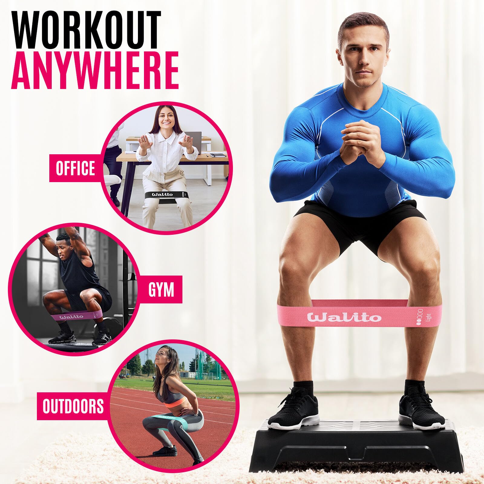 Bandas de resistencia de tela para entrenar, bandas de ejercicio para mujeres y hombres, bandas de glúteos para piernas, bandas de muslo para entrenamiento, bandas de fitness para yoga, pilates,