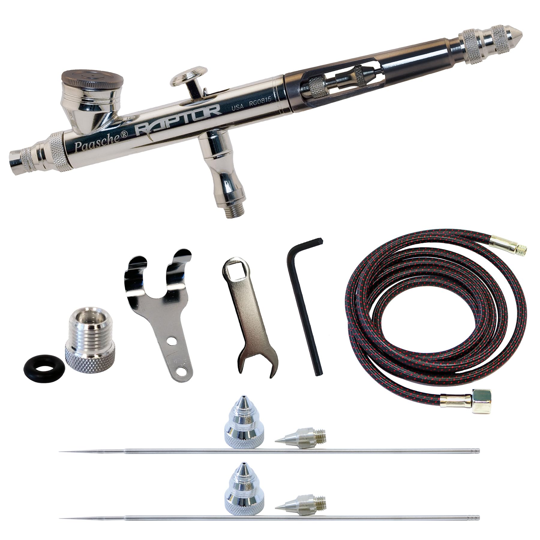 Paasche Raptor RG-3AS Pistolet aérographe double action avec 3 buses