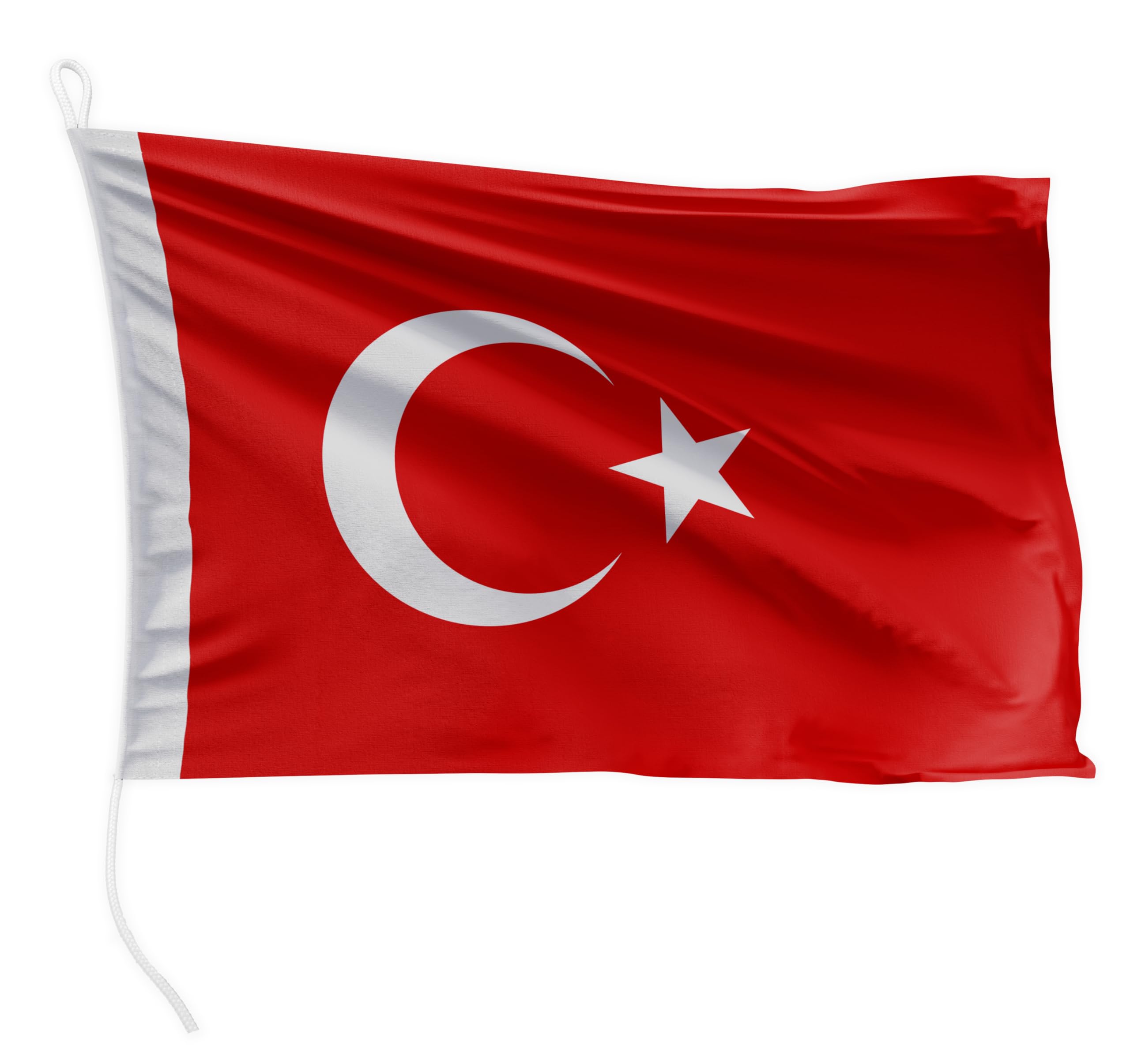 FLAGLY Premium Turkey Boat Flag, 30 x 20 cm, Landscape Format, 115 g/m² Fabric Weight, Printed, Robust with Knit & Loop, Boat Accessories, Motor Boat (30 x 20 cm - Turkey) — image 1