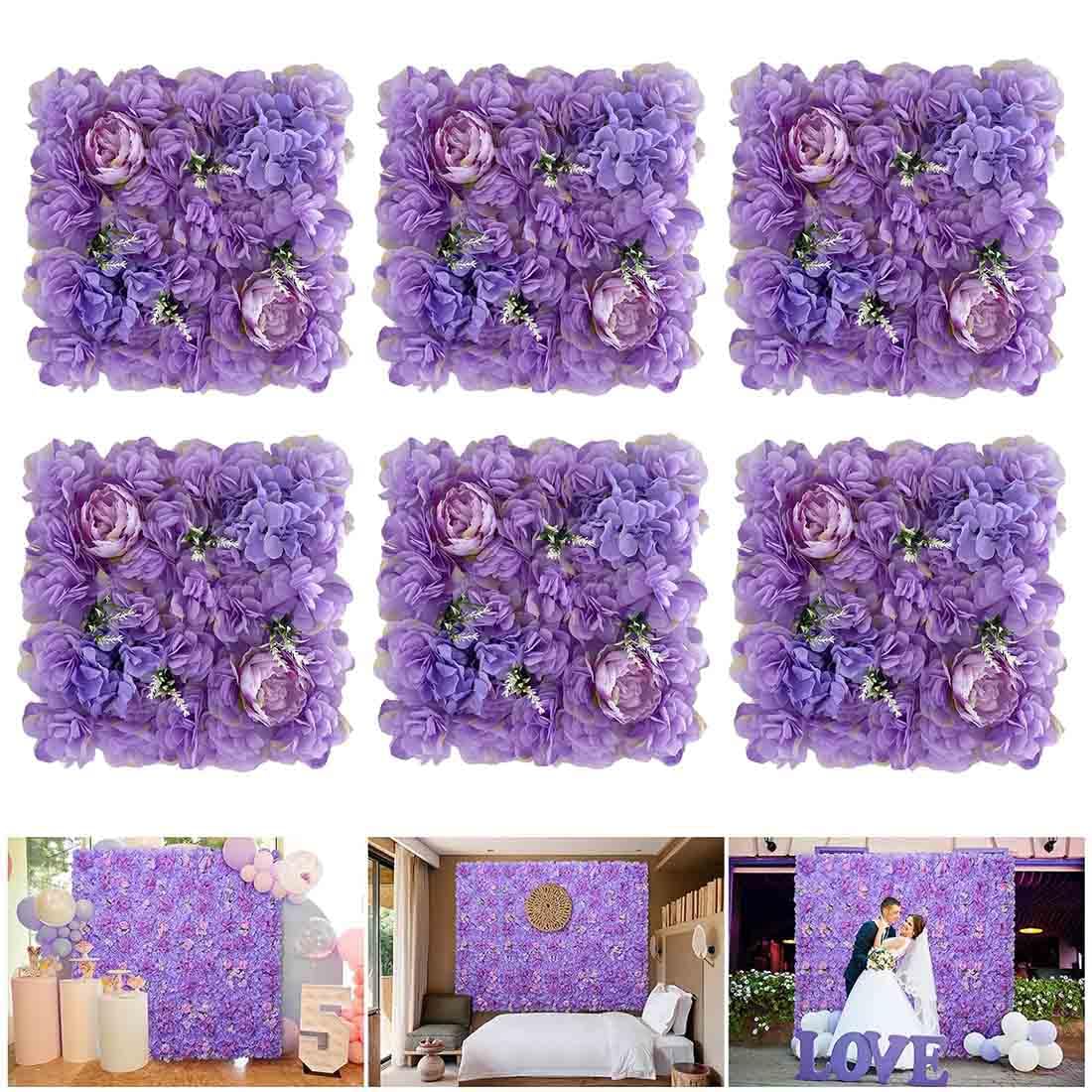 Panneaux floraux violets de qualité supérieure en soie pour décoration de mariage élégante