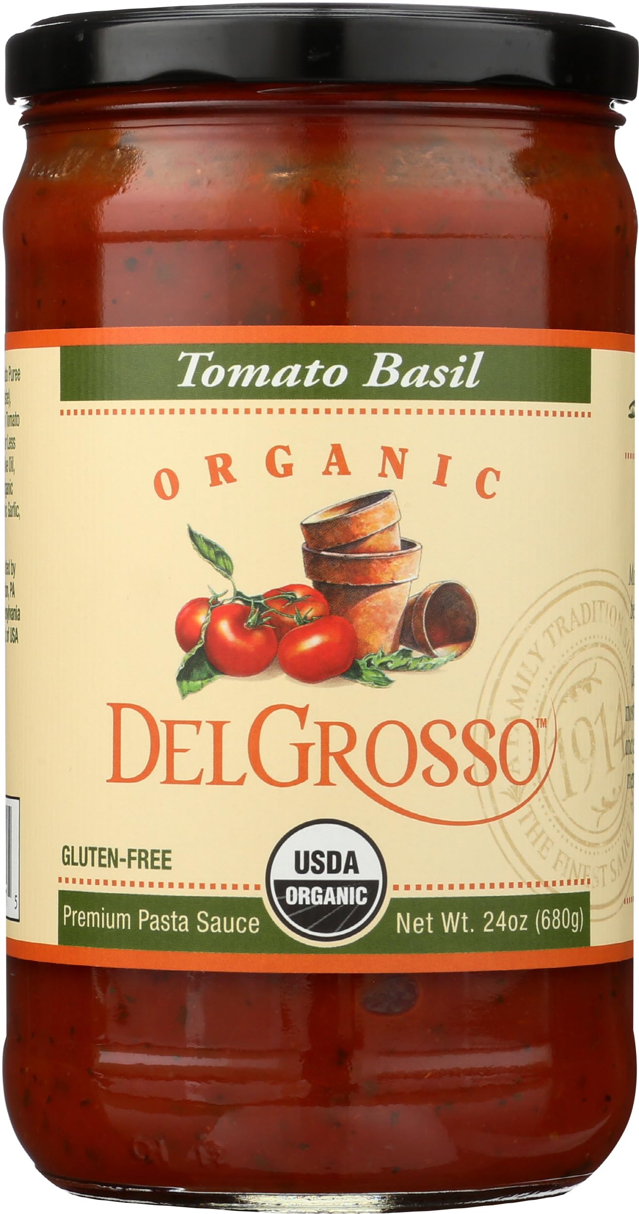 LA FAMIGLIA DELGROSSO Organic Tomato Basil Pasta Sauce, 24 OZ