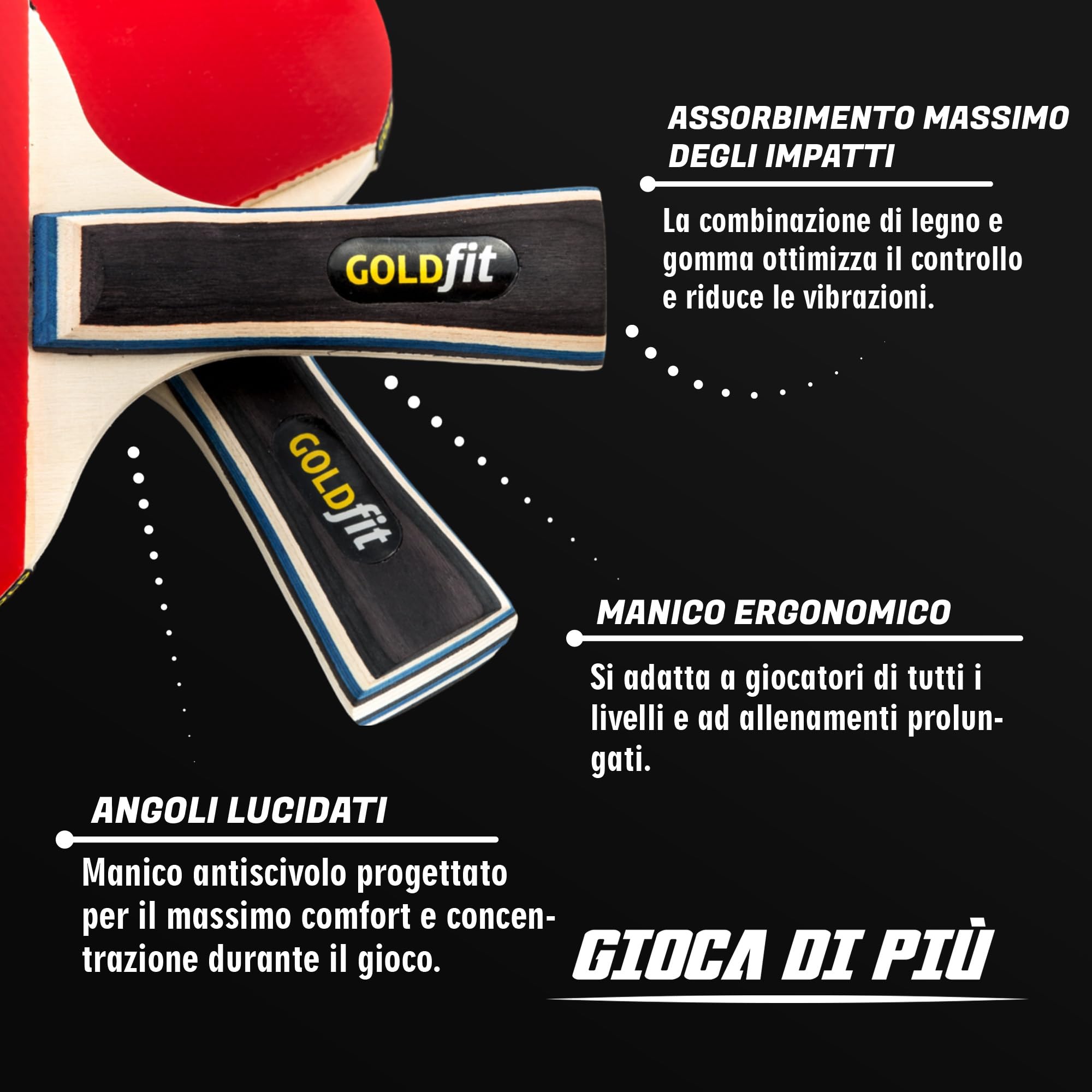 Racchetta ping pong con 2 racchette da ping pong professionale, ideale per principianti e professionisti, completo di 3 palline, per gioco all'aperto e competizioni, con protezione pratica