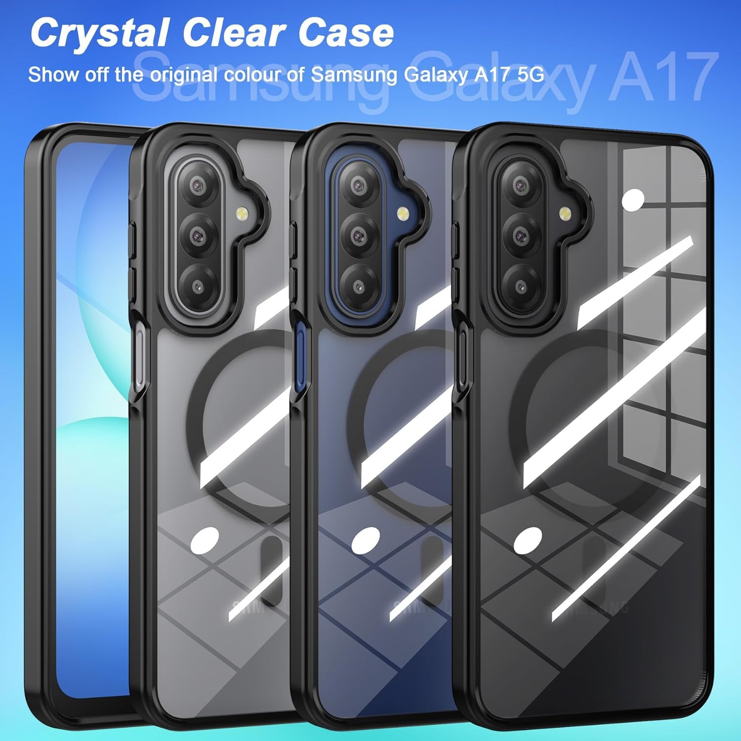 DIZORO Compatible Samsung Galaxy A17 5g Case,Compatible with MagSafe, Non Yellow Military-Grade Drop Protection & Hard PC Back Cover Slim Transparent Anti-Scratch Shockproof Phone Case - Black — Amazon image 7
