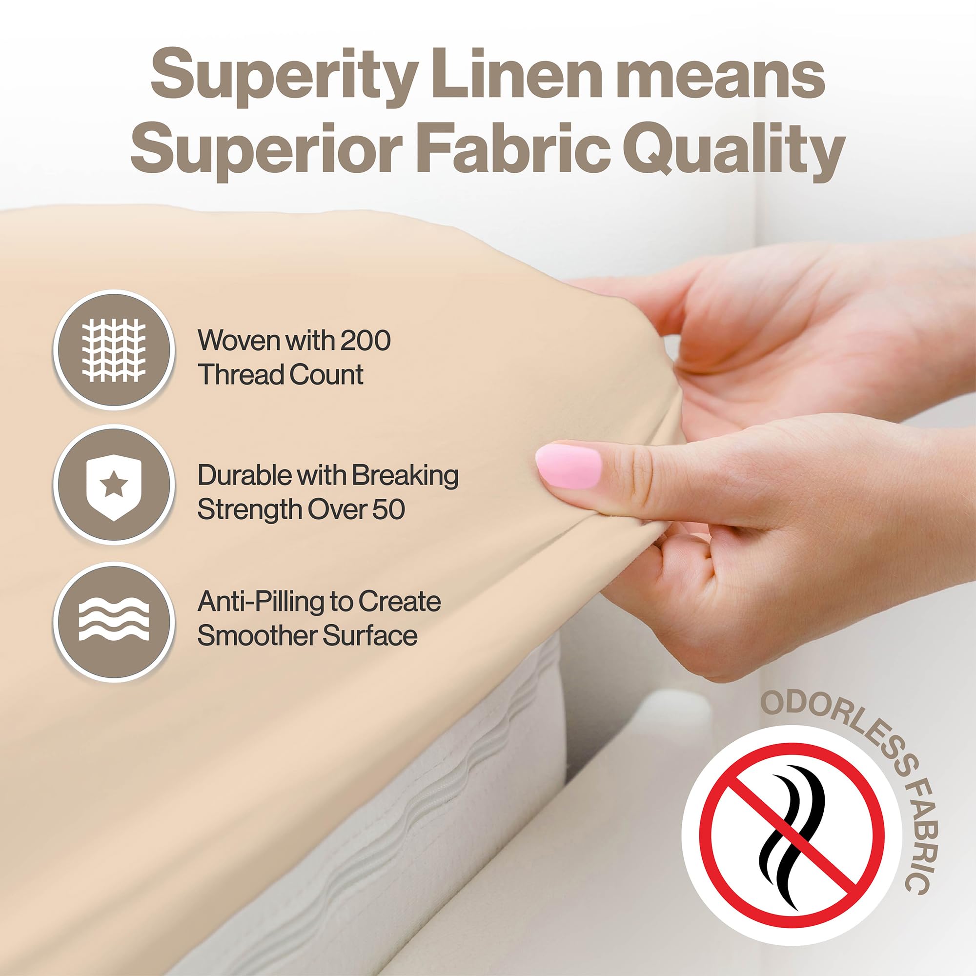 Superity, lenzuolo con angoli per letto matrimoniale XL, 100% cotone, tessuto fresco e traspirante, protegge il materasso da sporco, polvere e forfore, lavabile in lavatrice (Twin XL, dimensioni 99 x