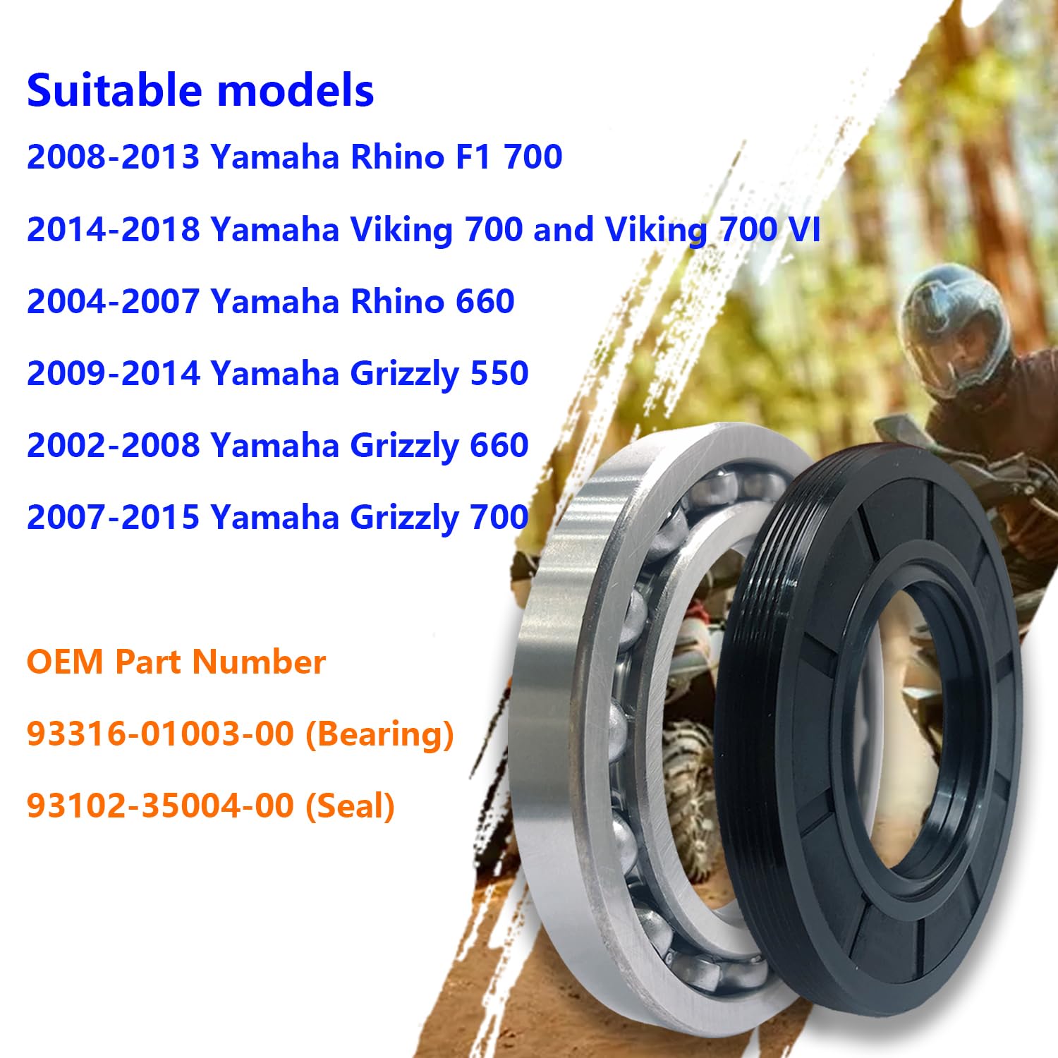 Clutch Crankcase Bearing & Seal Compatible for Yamaha Rhino F1 700 Viking 700 Rhino 660 Grizzly 550 660 700