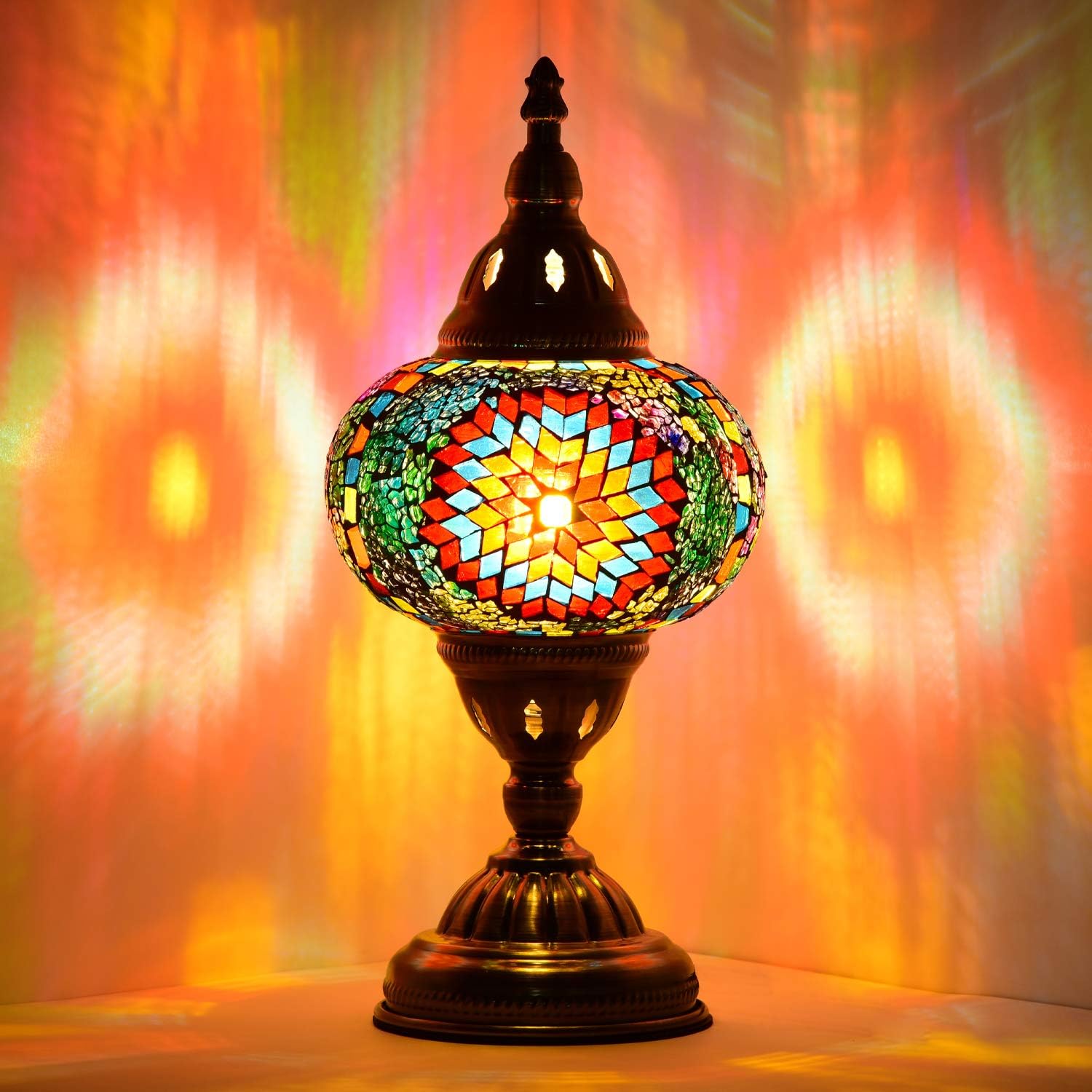 Marrakech Turkish Table Lamp Handmade Mosaic Glass Desk Table Lamp Moroccon Tiffany Style Bedside Night Light for Livingroom (1)