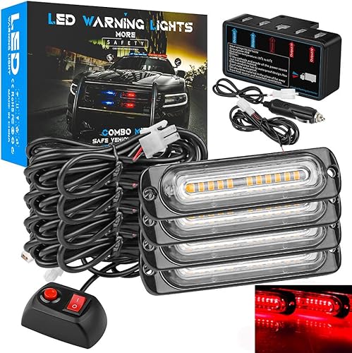 Miniatura 1 de AUBEAMTO Kit de luces estroboscópicas de emergencia de 4 cápsulas, 12 luces LED de advertencia de seguridad intermitentes con caja de control y