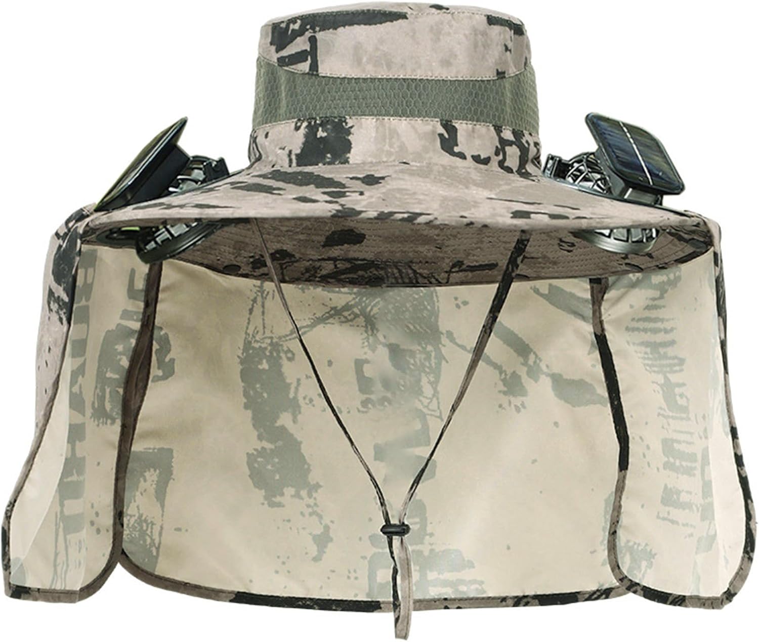 Solar Fan Bucket Hat Sun Protections Adjustable Drawstring Foldable Water for Fishing Hiking Travel Solar Powered Cooling
