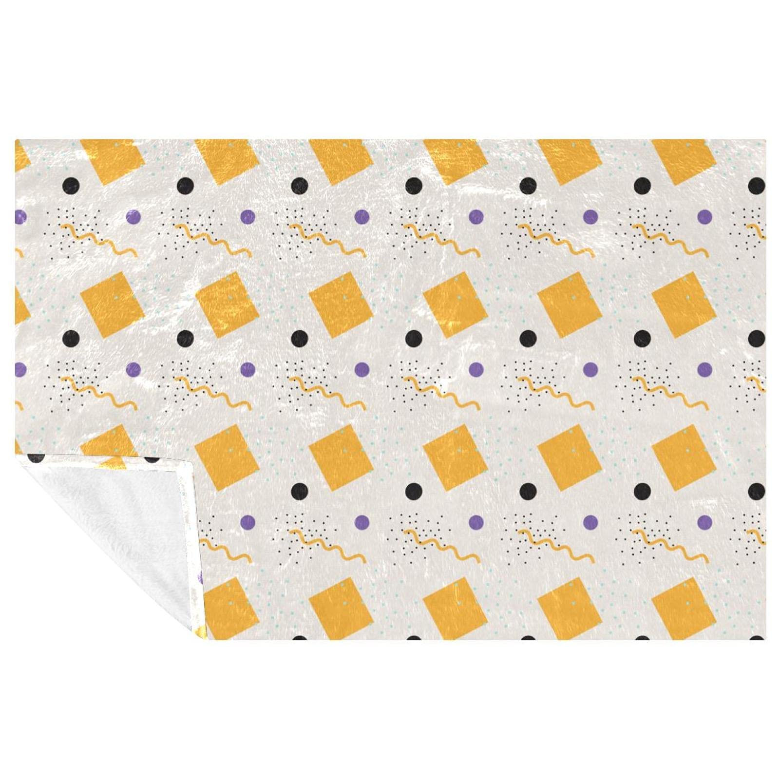 Plaid doux motif cubique Memphis couverture chaude pour pique-nique et camping