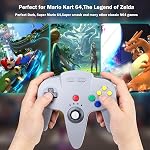 Sans fil N64 Contrôleur pour les jeux de commutation en ligne, 2.4GHZ sans fil N64 Remote Joystick Controller Gamepad Compatible avec N64 Console, Raspberry Pi, PC Windows 7,8,10,11 gris