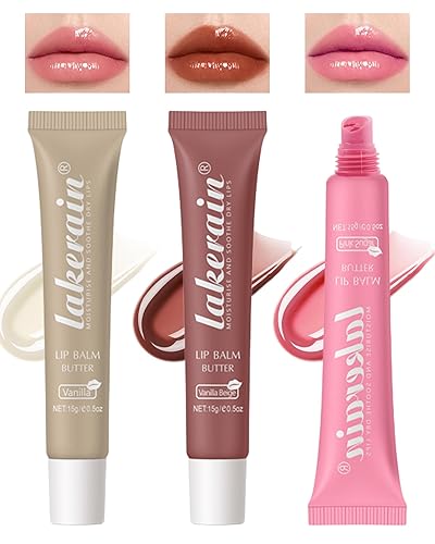 Bálsamo labial hidratante con tinte de mantequilla, 3 colores claros, rosa y marrón, brillo de labios profesional, brillo de labios voluminoso,