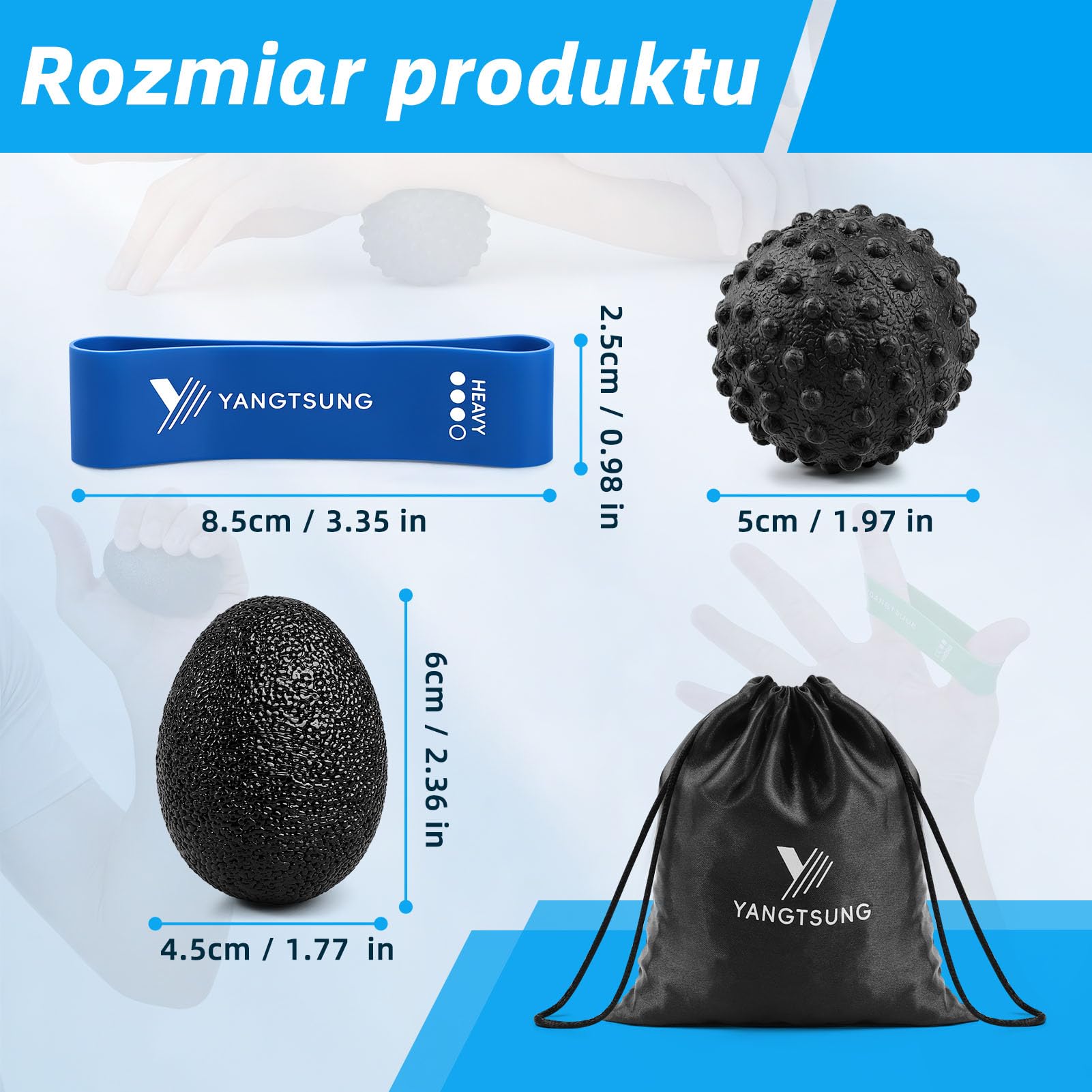 Trenerem Palców, Zestaw Trenera Dłoni i Palców 6 Sztuk, Wzmacniacz Przedramienia, Piłka do Ćwiczeń Dłoni, do Ćwiczeń Celowanych, Budowy Siły, Ulgi i Regeneracji