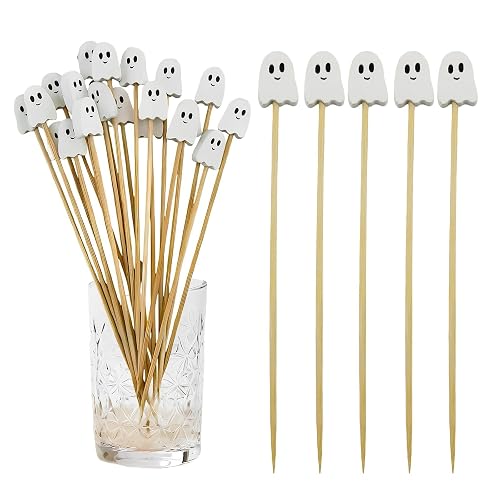 100 Pcs Ghost Cocktail Picks for Halloween and Fall –