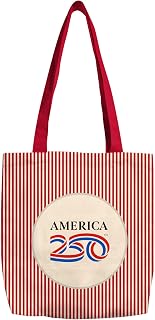 Logo Brands America 250 Classic Canvas Tote Bag – Lightweight Build, Fashionable Stripe Design – Easy to Clean & Ideal for Life On the Move
