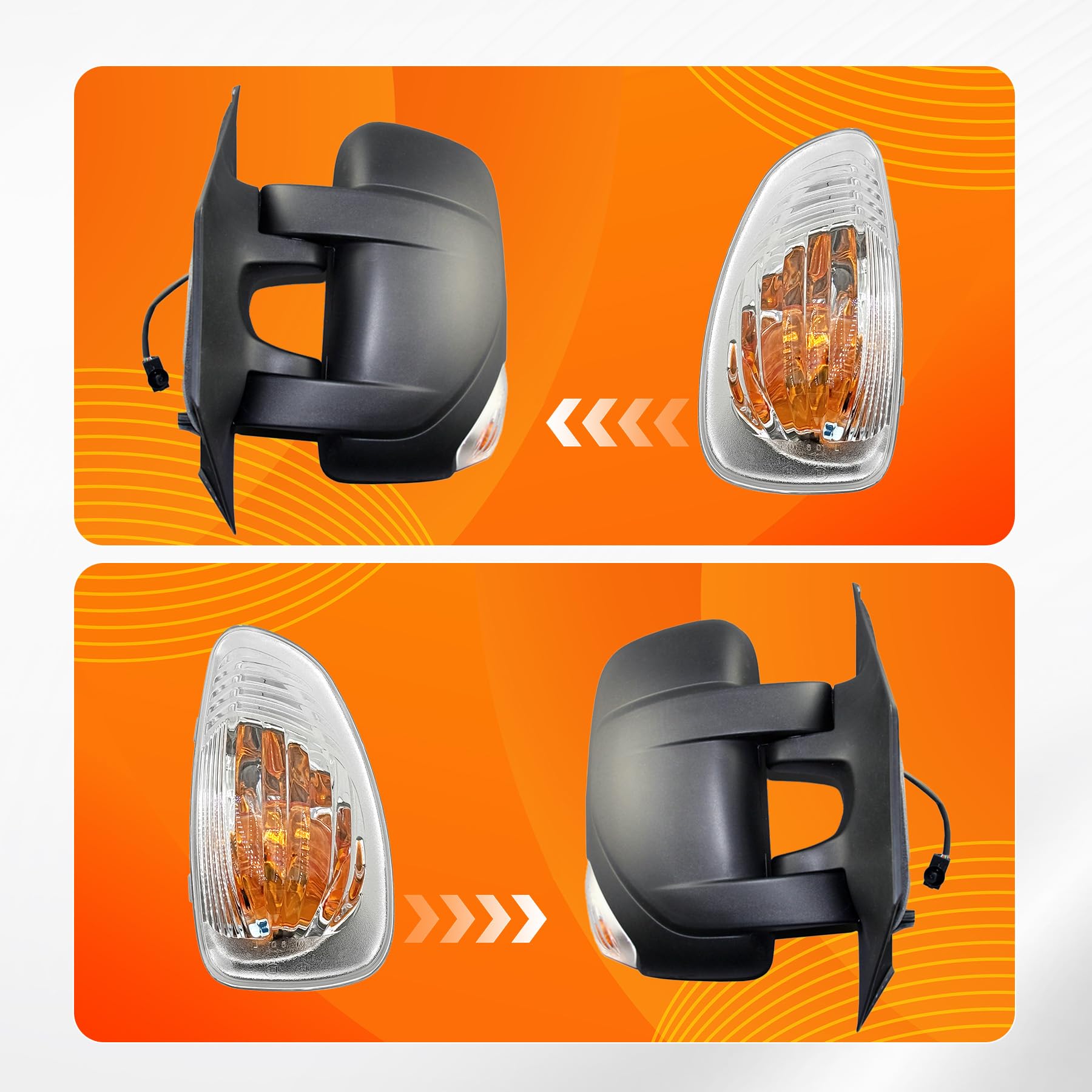 2 Freccia Specchietto Specchio (sx+dx) su Specchietto Retrovisore per Master 3/NV400/Movano B dal 2010 al 2023