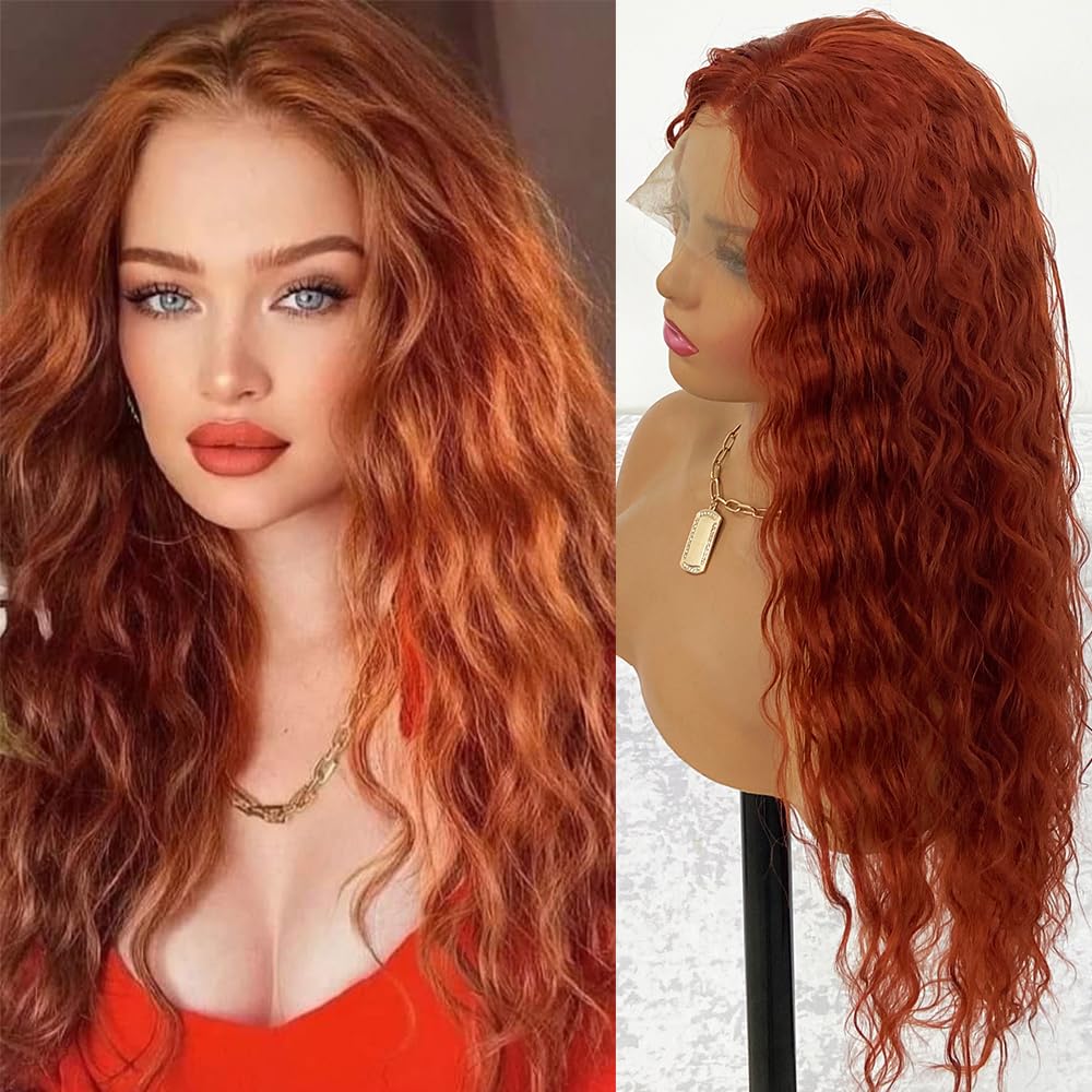Amazon.com : MACA BAKA Loose Curly Copper Red Synthetic Lace  display picture 1