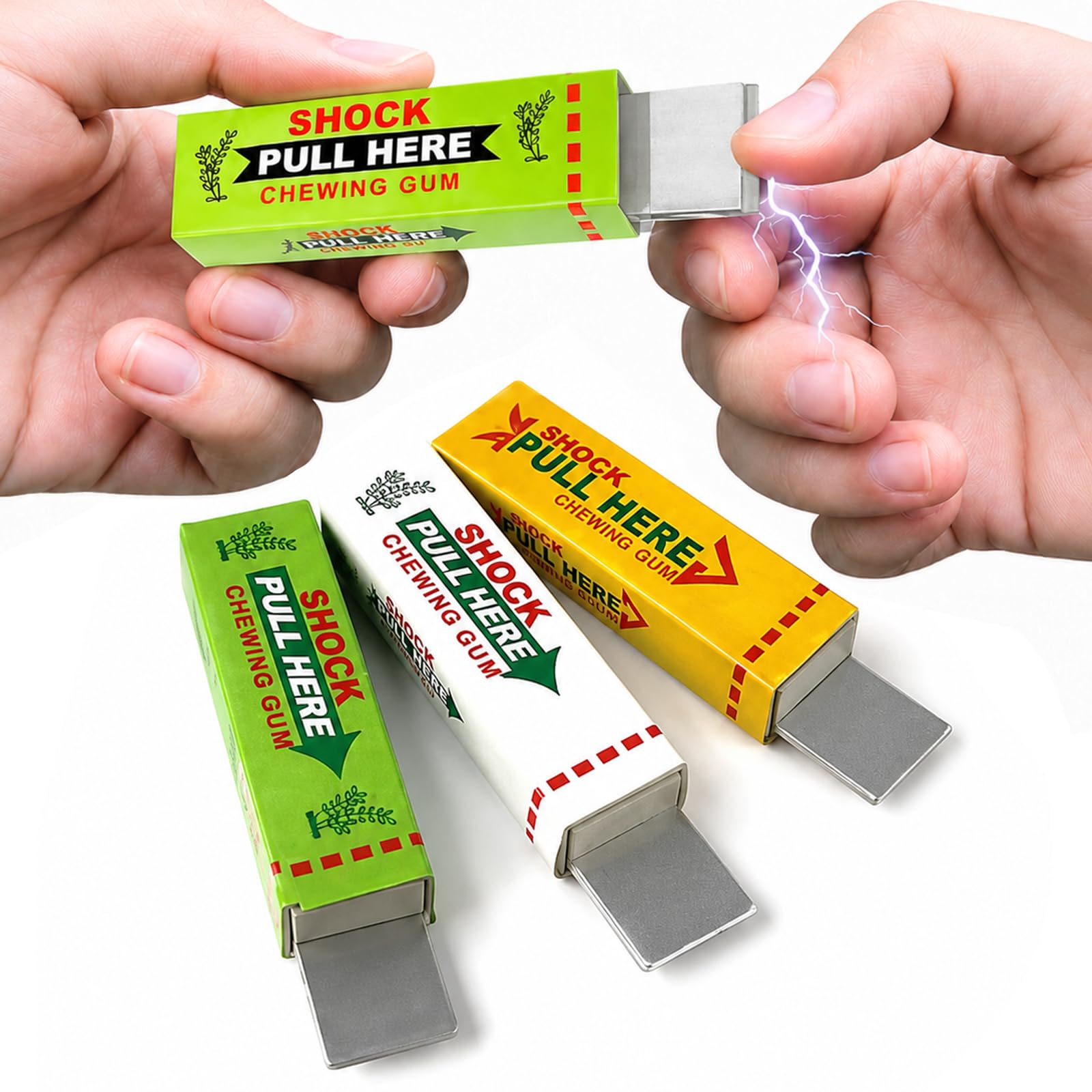 MYPPRFC 3 PCS Electric Shock Chewing Gum Prank Toy, Fun Electric Shock Toys, Funny Jokes Gags and Practical for Halloween Fool's Day Party