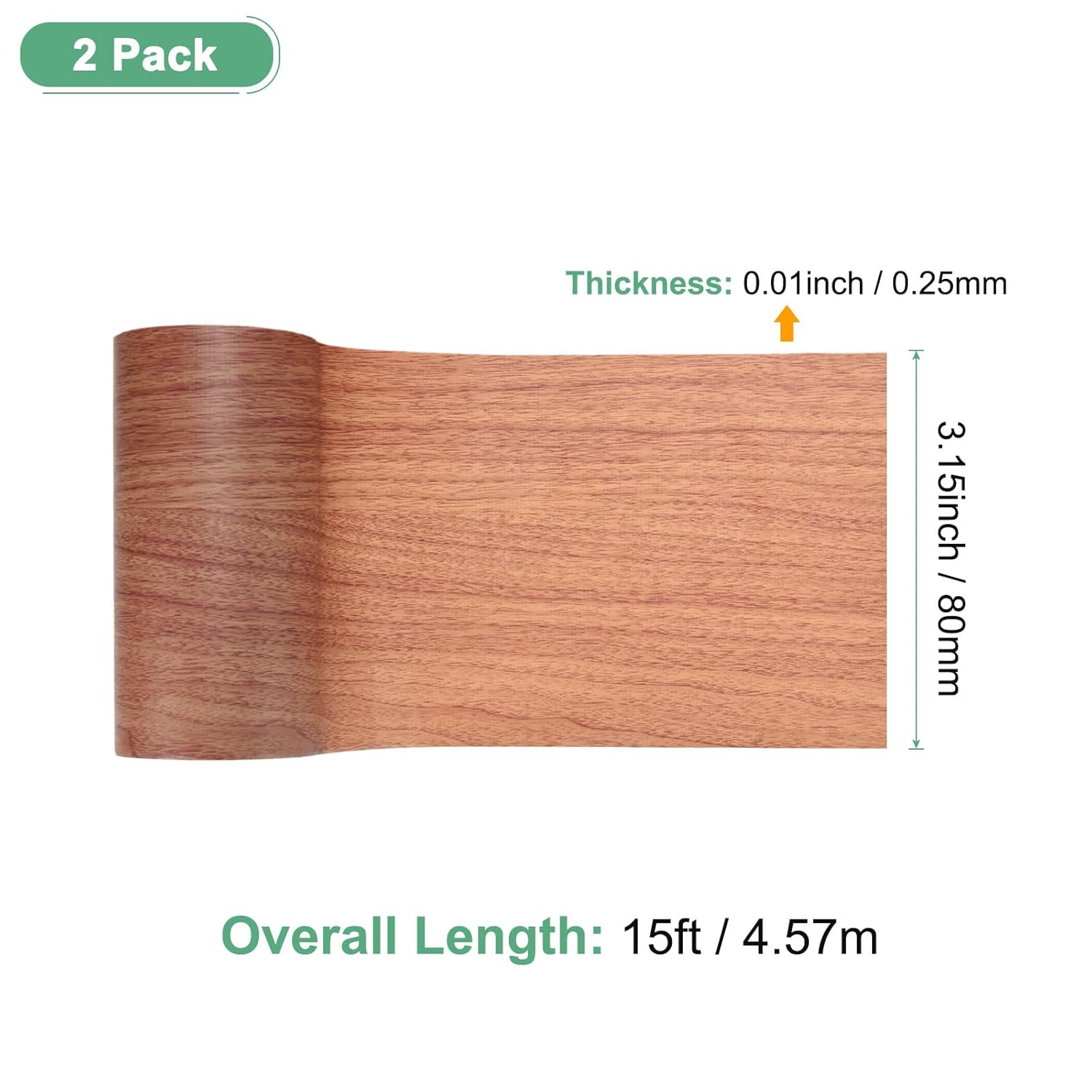 M METERXITY 2-Roll Wood Grain Repair Tape, 3.15in x 15ft Textured Realistic Self-Adhesive Wood Floor Tape Contact Paper for Furniture/Floors/Home [Chocolate Pine]