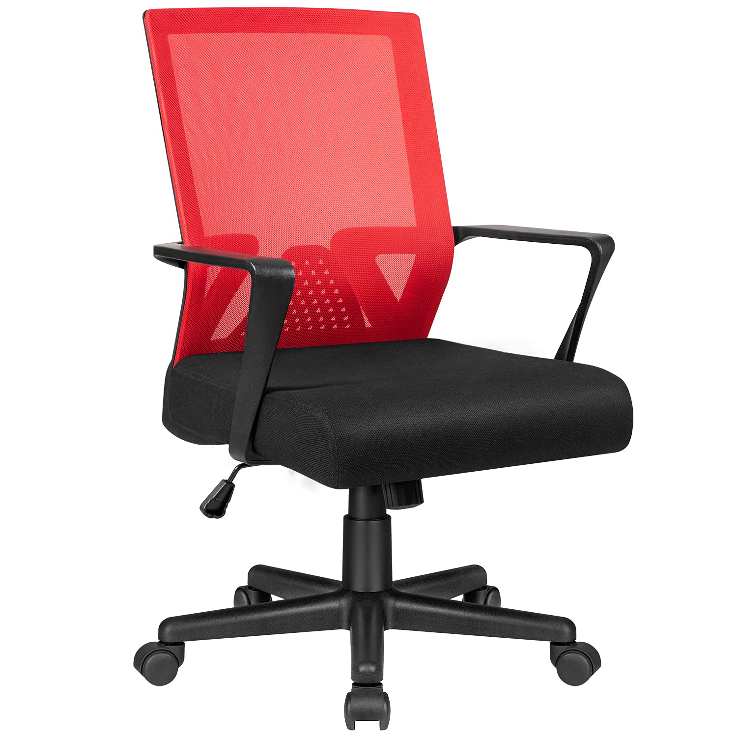 VICTONE Ergonomic Lumbar Support Desk Mesh Computer Mid Back Swivel Chair with Armrest Red