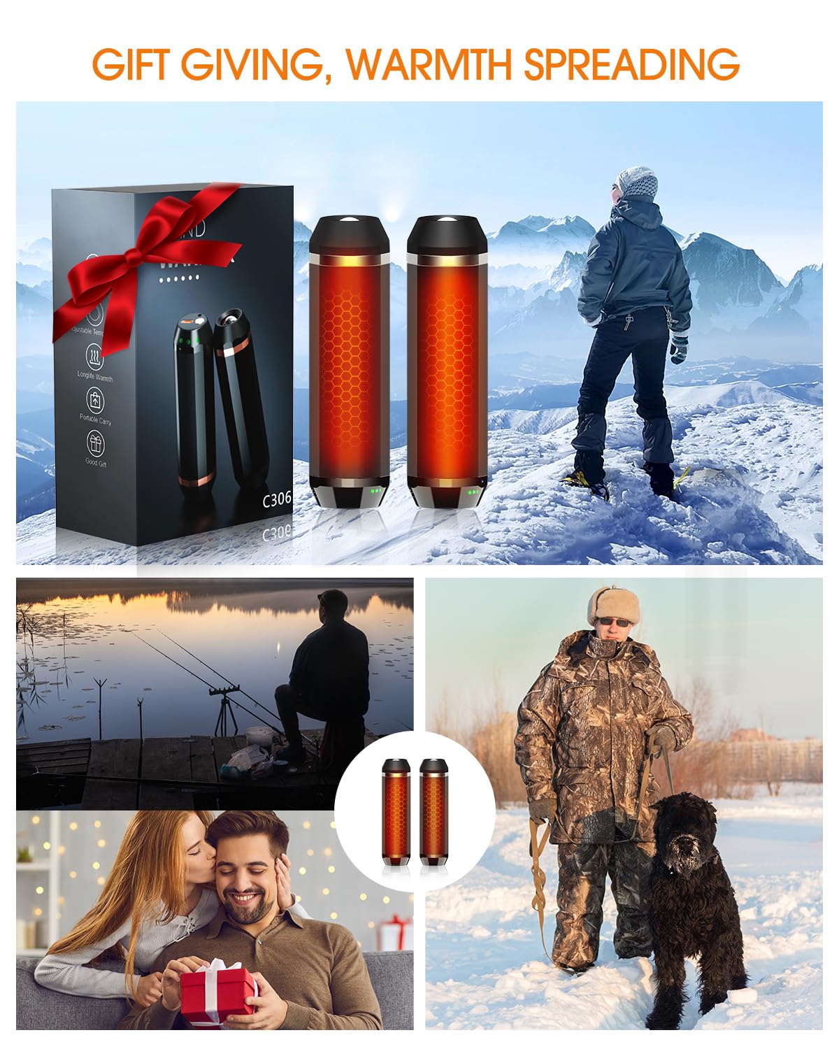SUPPOU Chauffe Main Rechargeable Magnetique 2 en 1,10000mAh Chaufferette Électrique Main de Poche,3 Niveaux de Chaleur,Chargeur Portable USB-C, Léger,Sécurité,Golf,Ski,Gaming,Cadeaux