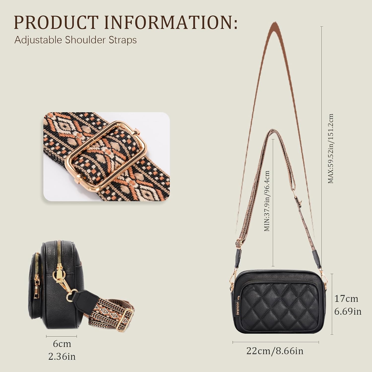 Quilted Crossbody Bags for Women,Trendy Vegan Leather Small Crossbody Purse Women's Shoulder Handbags with Wide Strap - Image 6