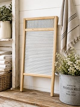 Large Washboard with Tin-23 Inches High X 12.25 Inches Wide