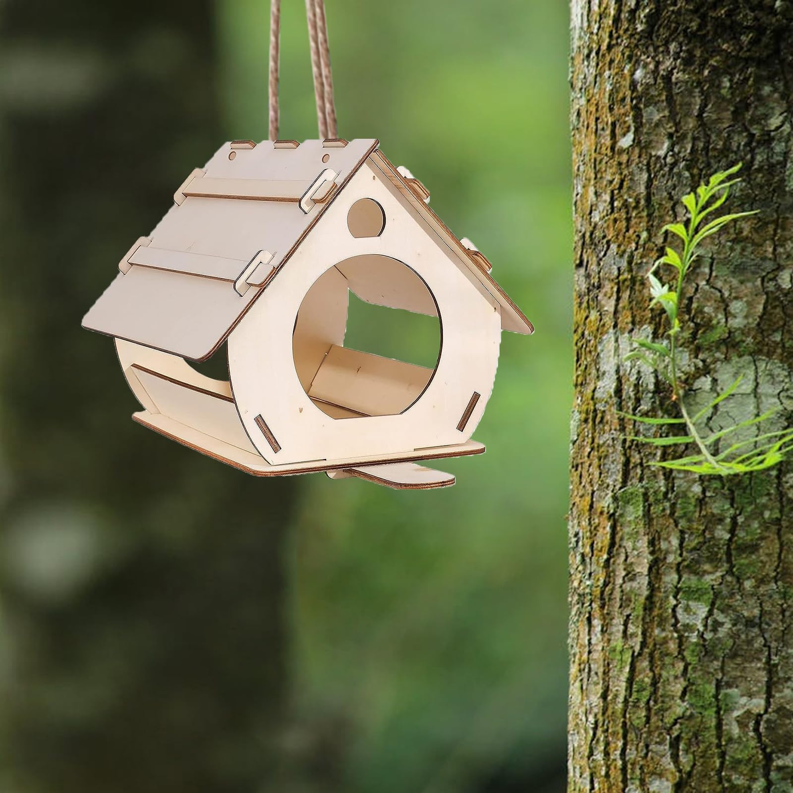 Casetta Per Uccelli In Legno 16x10x13cm - Da Appendere In Giardino, Fai Da Te Decorativo - Foto 8