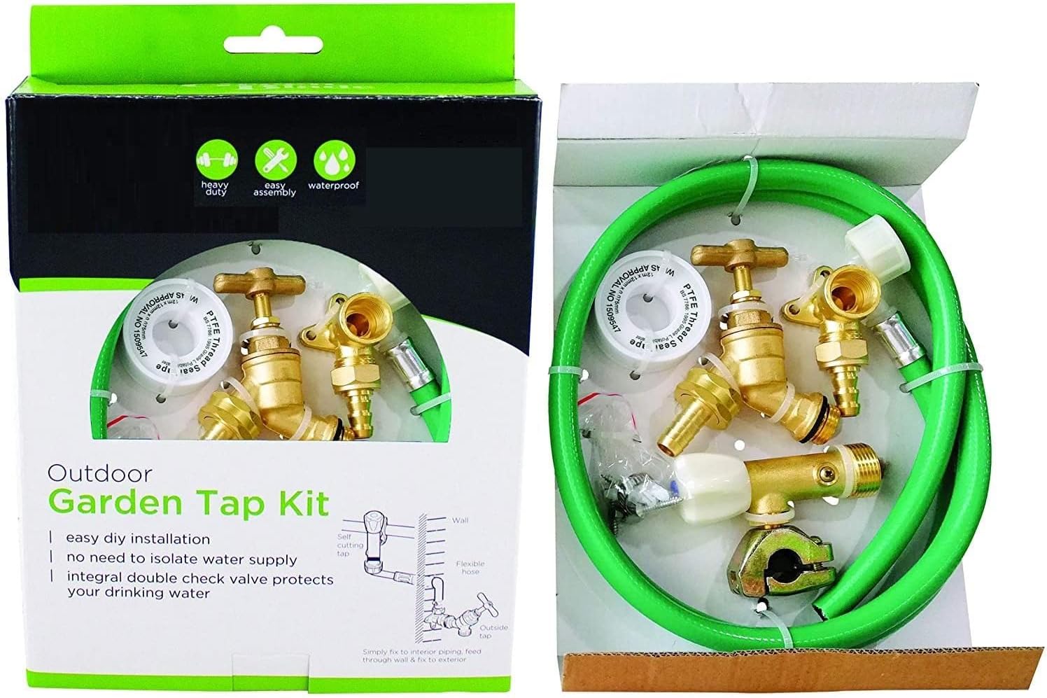 Livingshire Outdoor Garden Brass Tap Kit SelfCutting Tap Hose Pipe