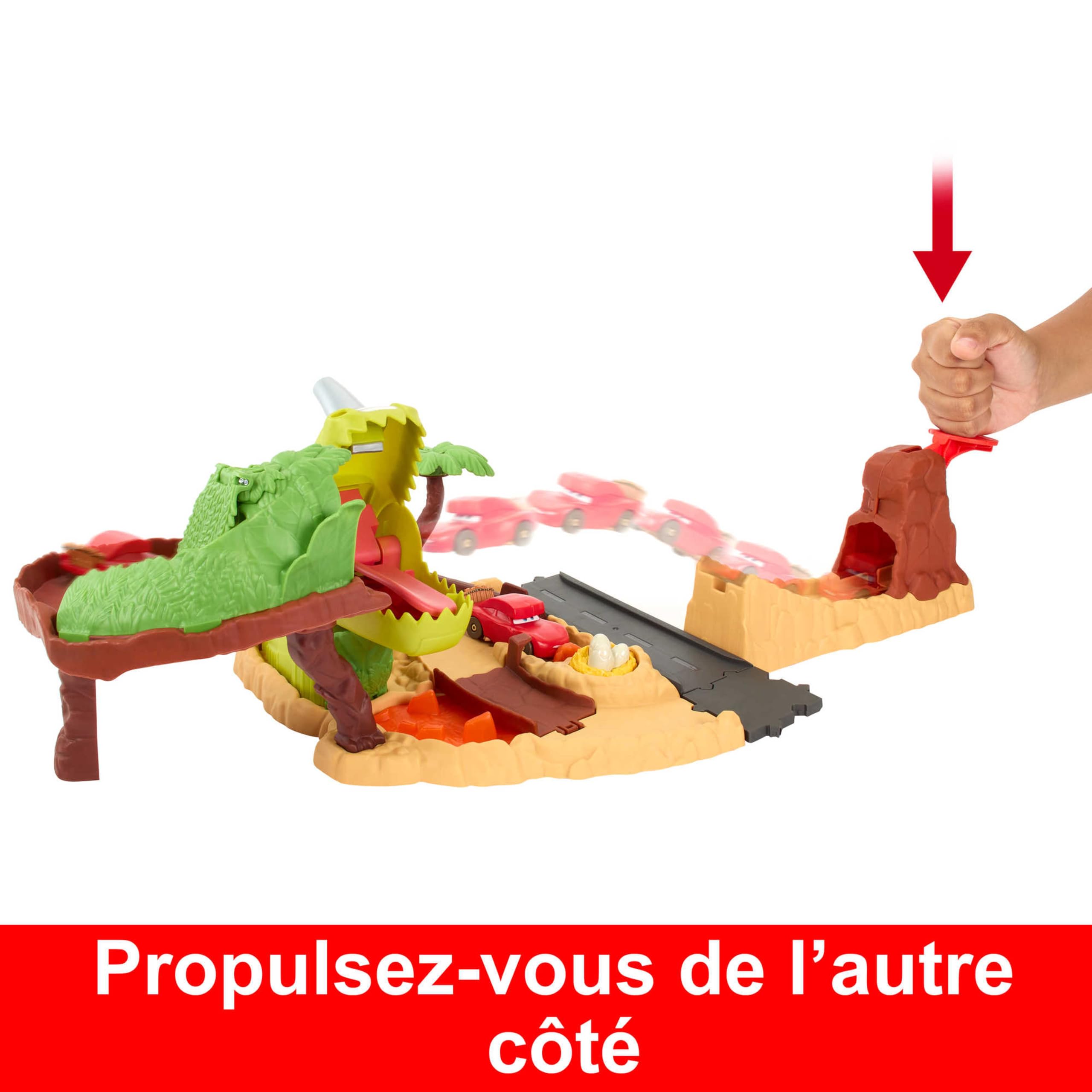 Mattel Disney Pixar Cars Coffret Dino-Parc Avec Véhicule Flash Mcqueen, Dinosaure Et Effets D’Action À Activer, Jouet Enfant, Dès 4 Ans, HNL99