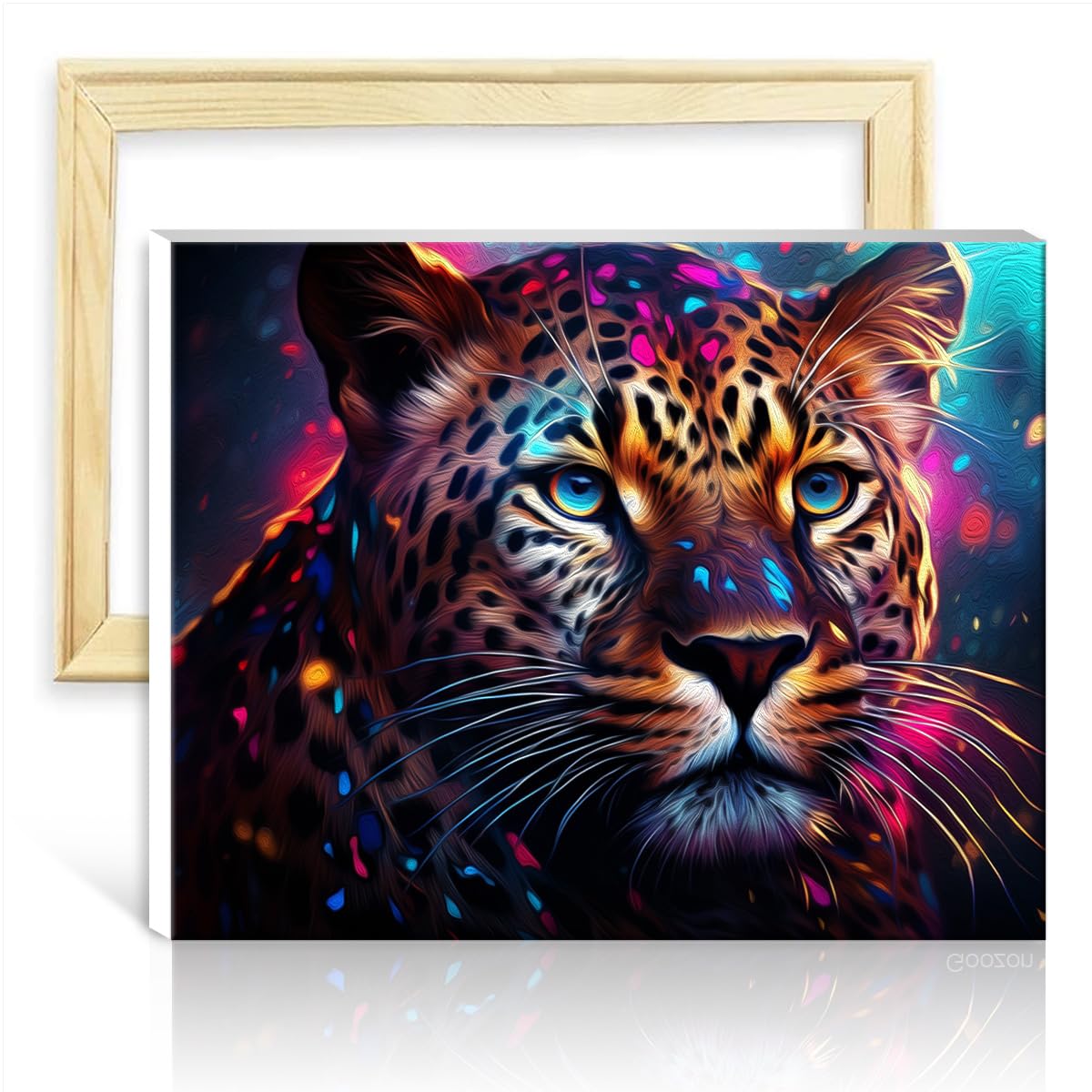 TANGFEIY Canvas Drawing Paintwork Kit Cheetah on Canvas Painting Adults with Brushes and Acrylic Pigment on Canvas Artwork for Home Decor with Frame(30x40cm)